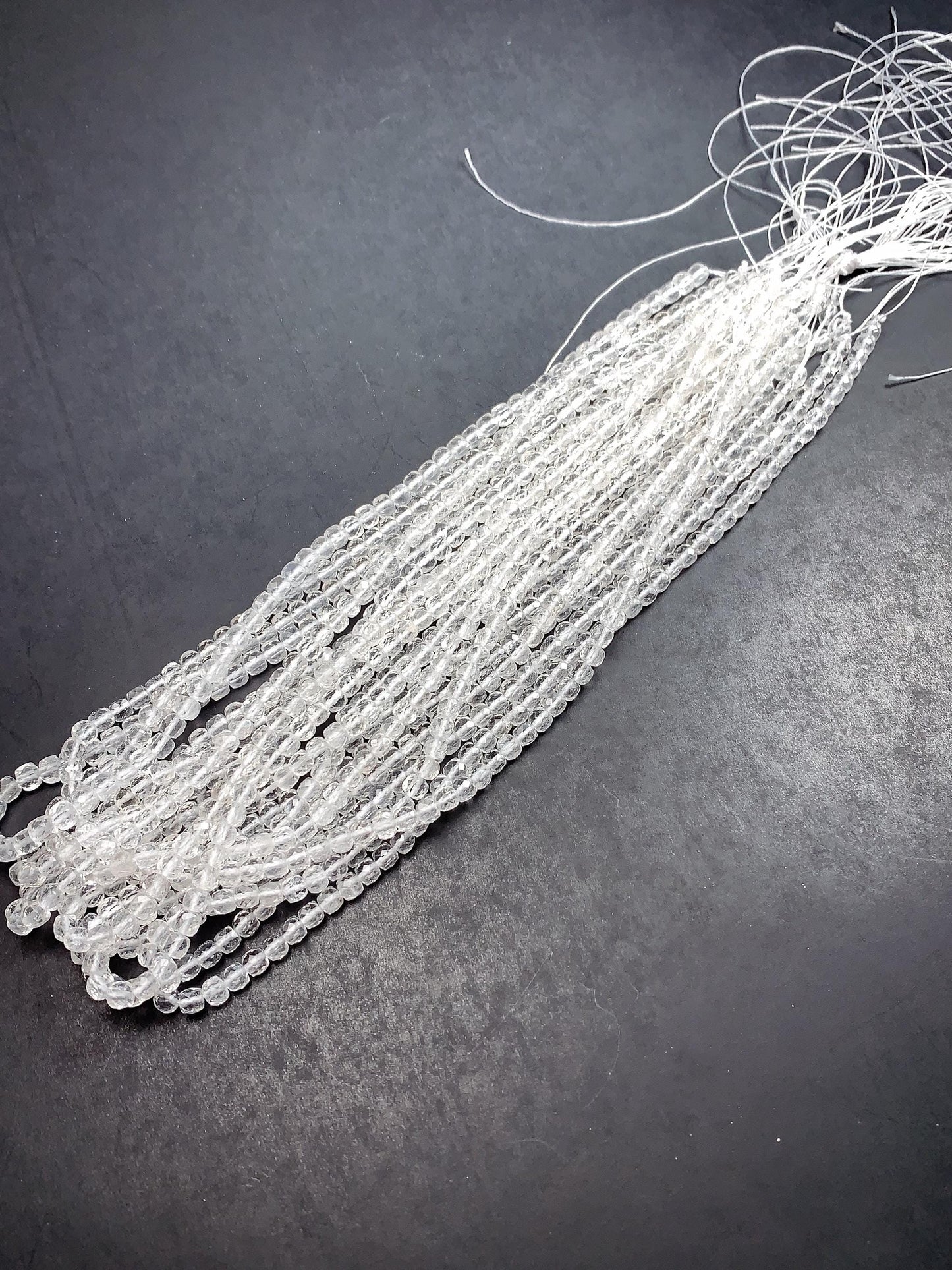 4.5mm AAA Clear Quartz White Crystal Rock Faceted Cube Square Beads 15.5" Strand