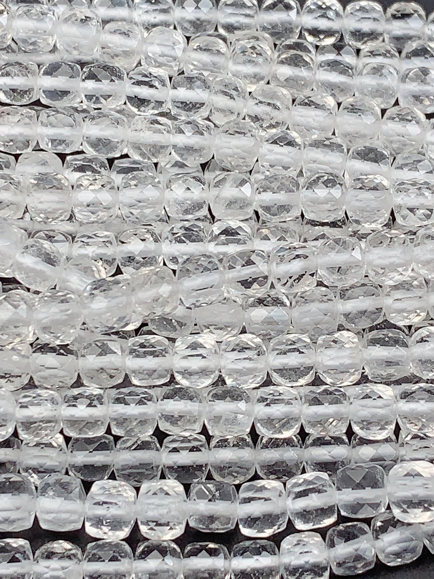 4.5mm AAA Clear Quartz White Crystal Rock Faceted Cube Square Beads 15.5" Strand