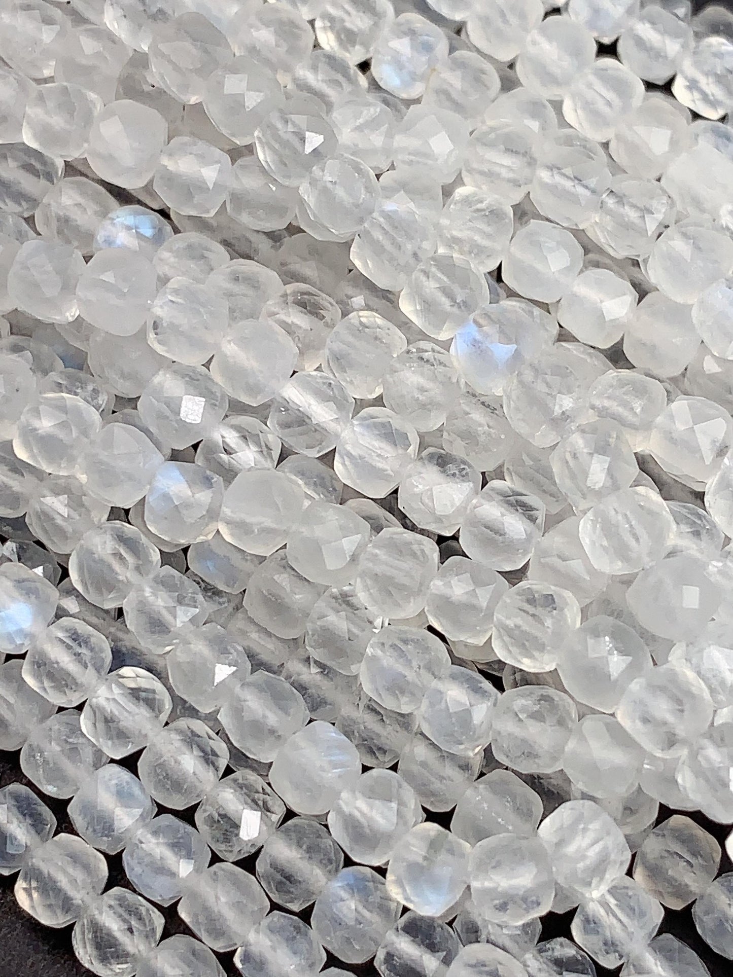 Rainbow Moonstone Beads: 4.5mm Faceted Cube, 15.5" Strand