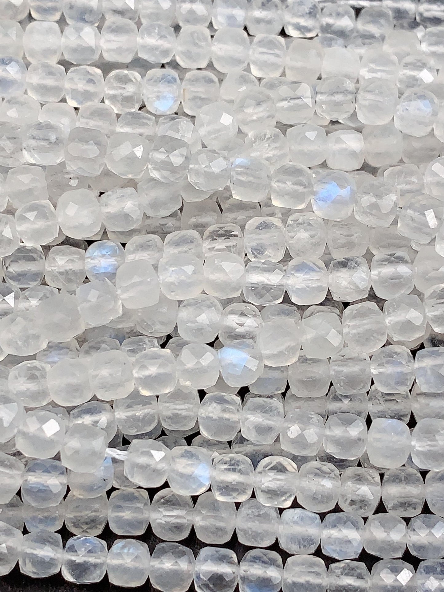 Rainbow Moonstone Beads: 4.5mm Faceted Cube, 15.5" Strand