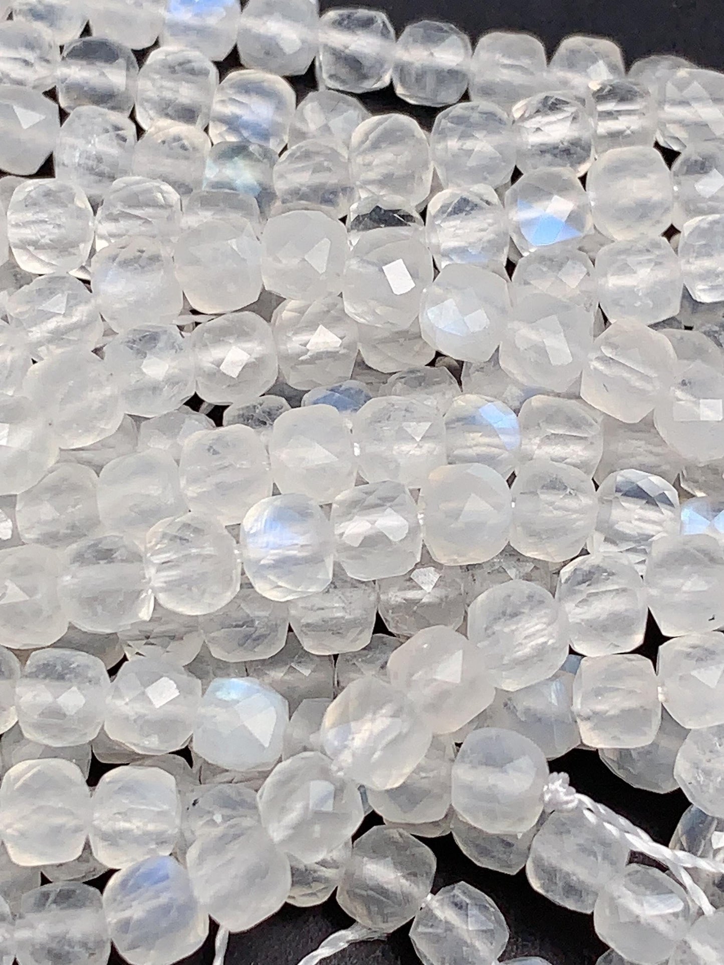 Rainbow Moonstone Beads: 4.5mm Faceted Cube, 15.5" Strand
