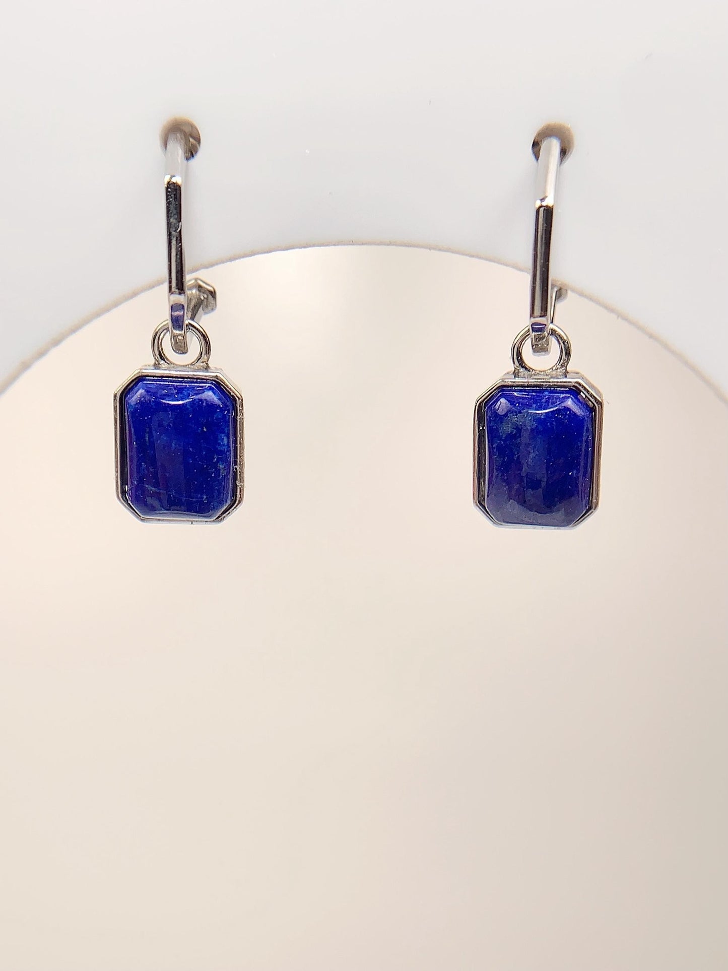 Lapis Lazuli Earrings: 18k Gold Plated Sterling Silver, Rectangle Cut