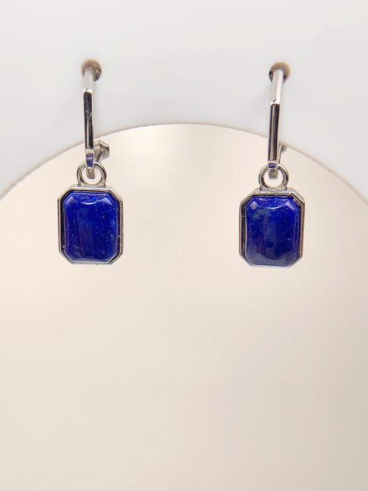 Lapis Lazuli Earrings: 18k Gold Plated Sterling Silver, Rectangle Cut