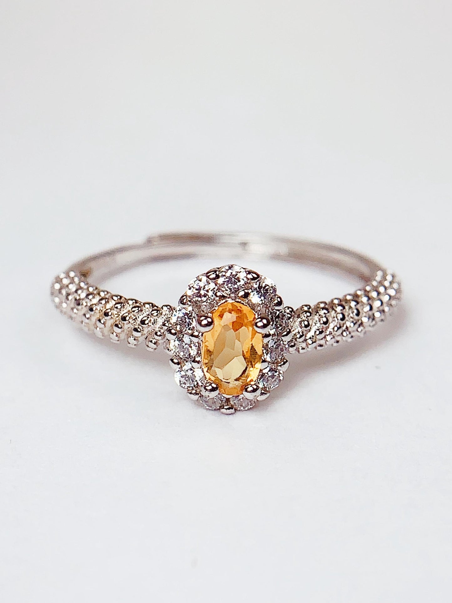 Citrine Ring: Oval Cut, 18K Gold Plated Sterling Silver, Adjustable