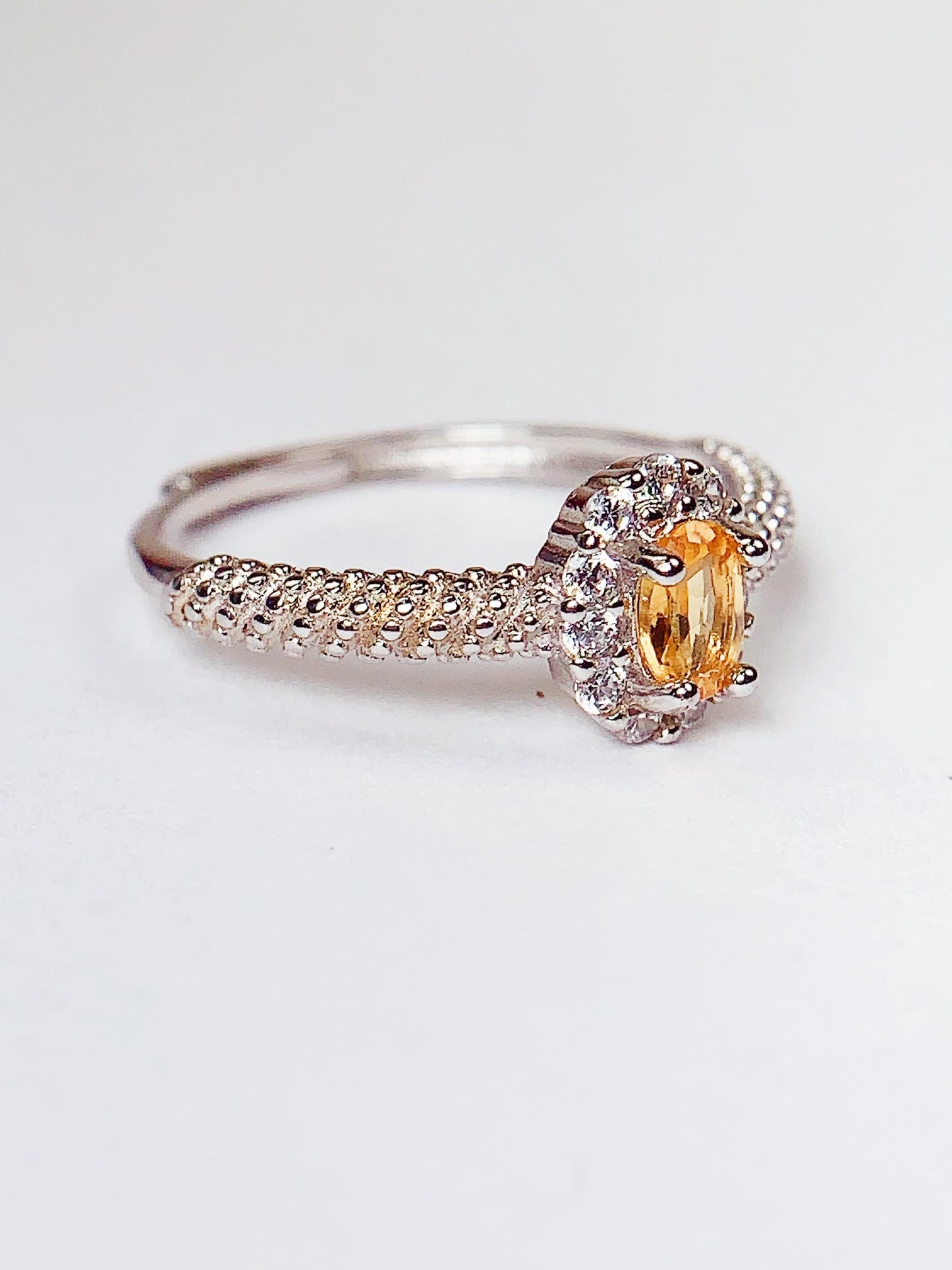 Citrine Ring: Oval Cut, 18K Gold Plated Sterling Silver, Adjustable