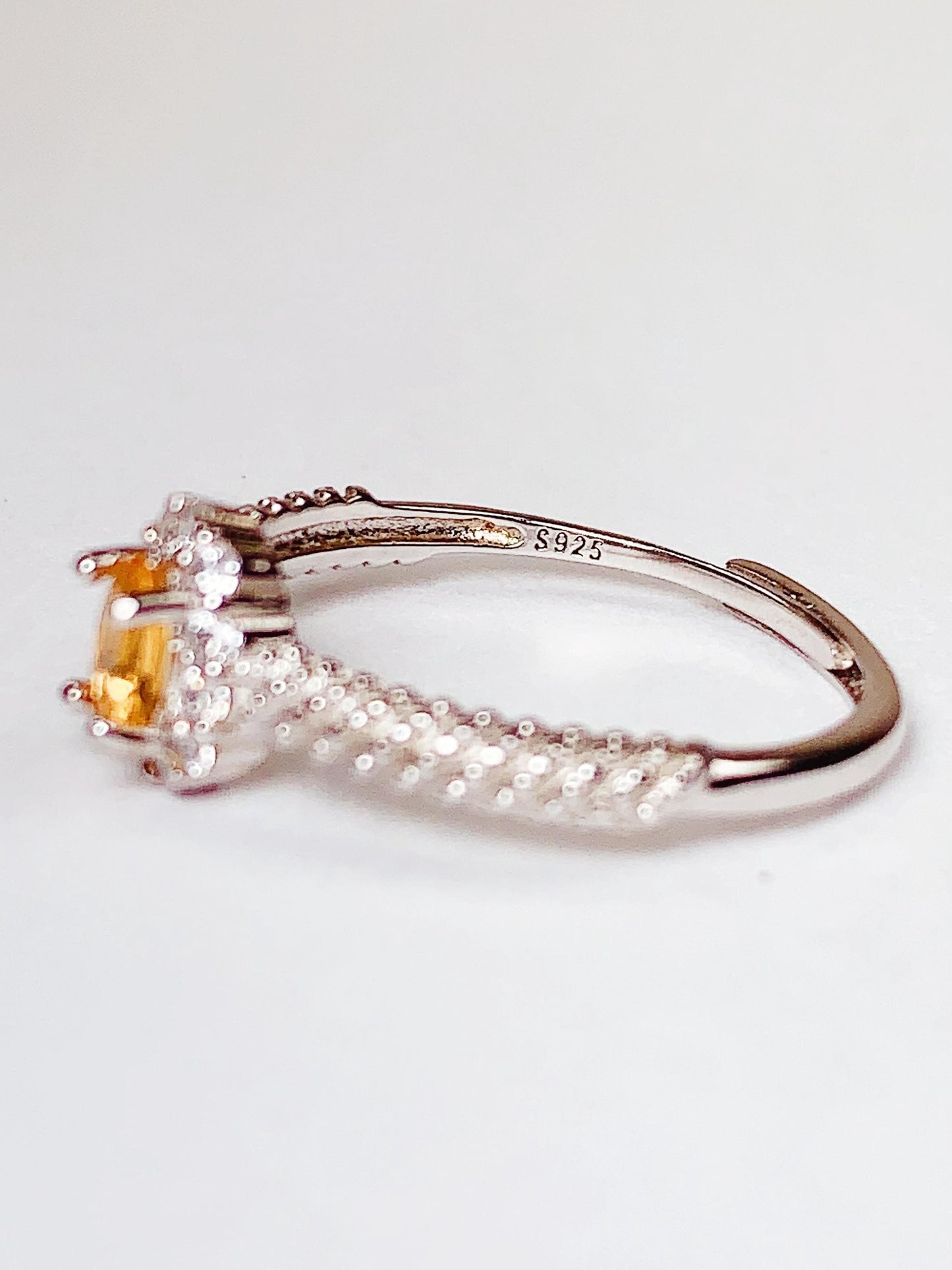 Citrine Ring: Oval Cut, 18K Gold Plated Sterling Silver, Adjustable