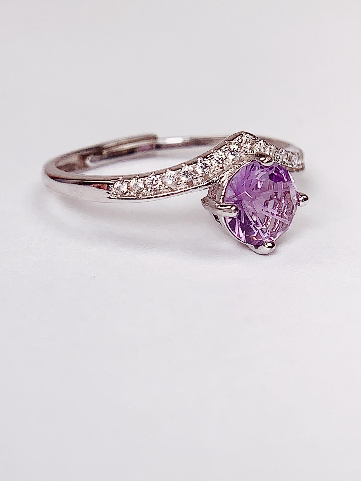 Amethyst Sterling Silver Ring: 18K Gold Plated, Adjustable