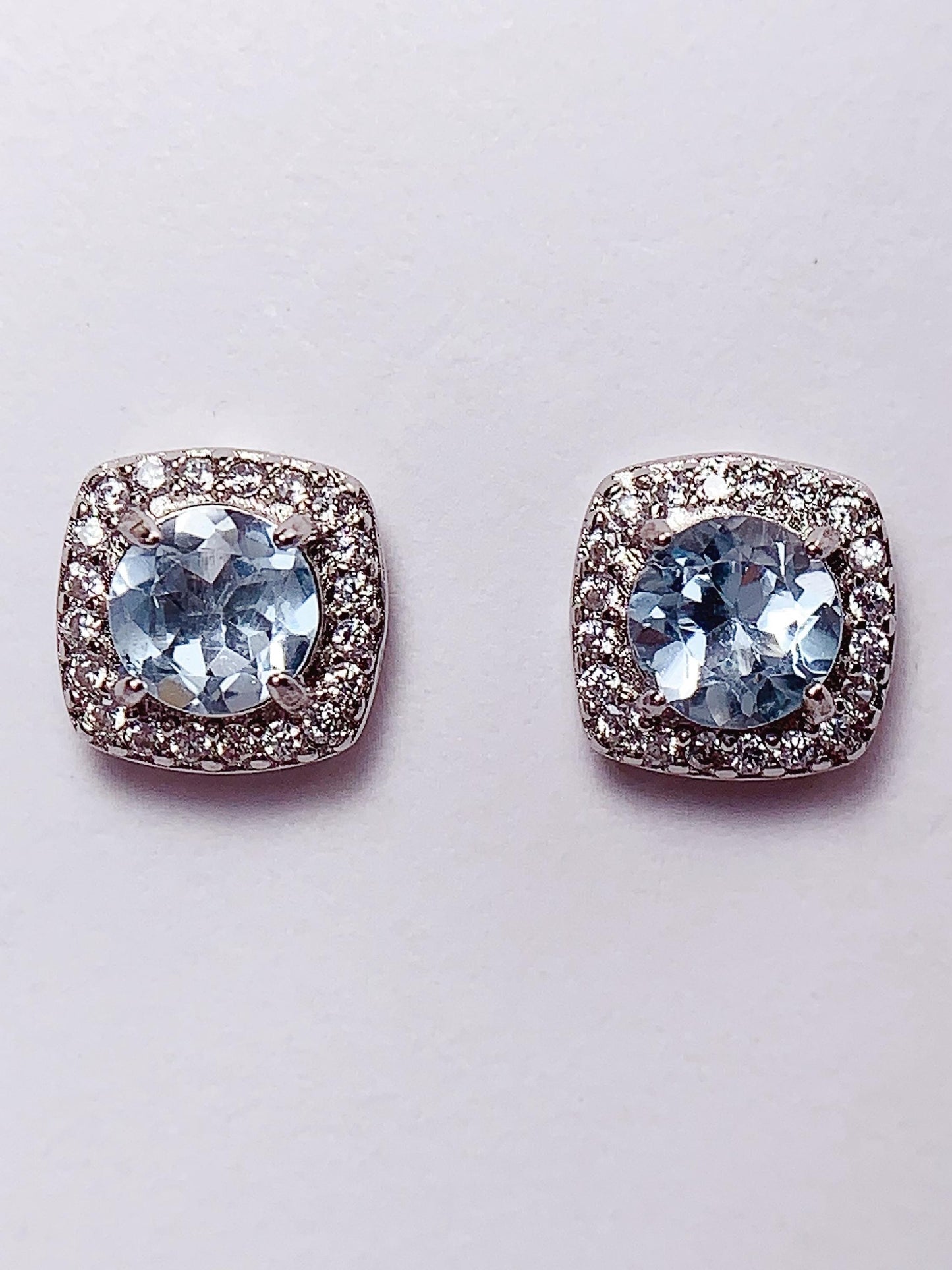 Sky Blue Topaz Sterling Silver Earrings: 18k Gold Plated, AAA Gem