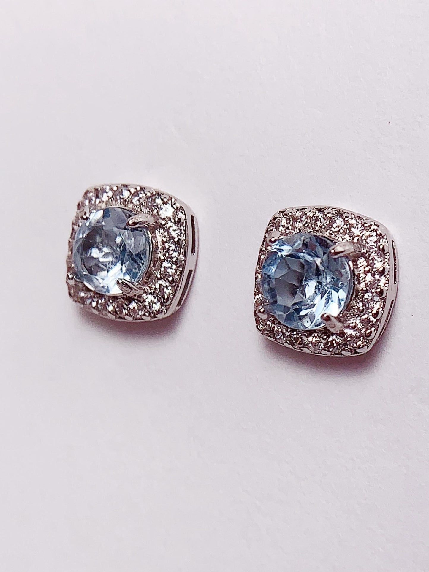 Sky Blue Topaz Sterling Silver Earrings: 18k Gold Plated, AAA Gem