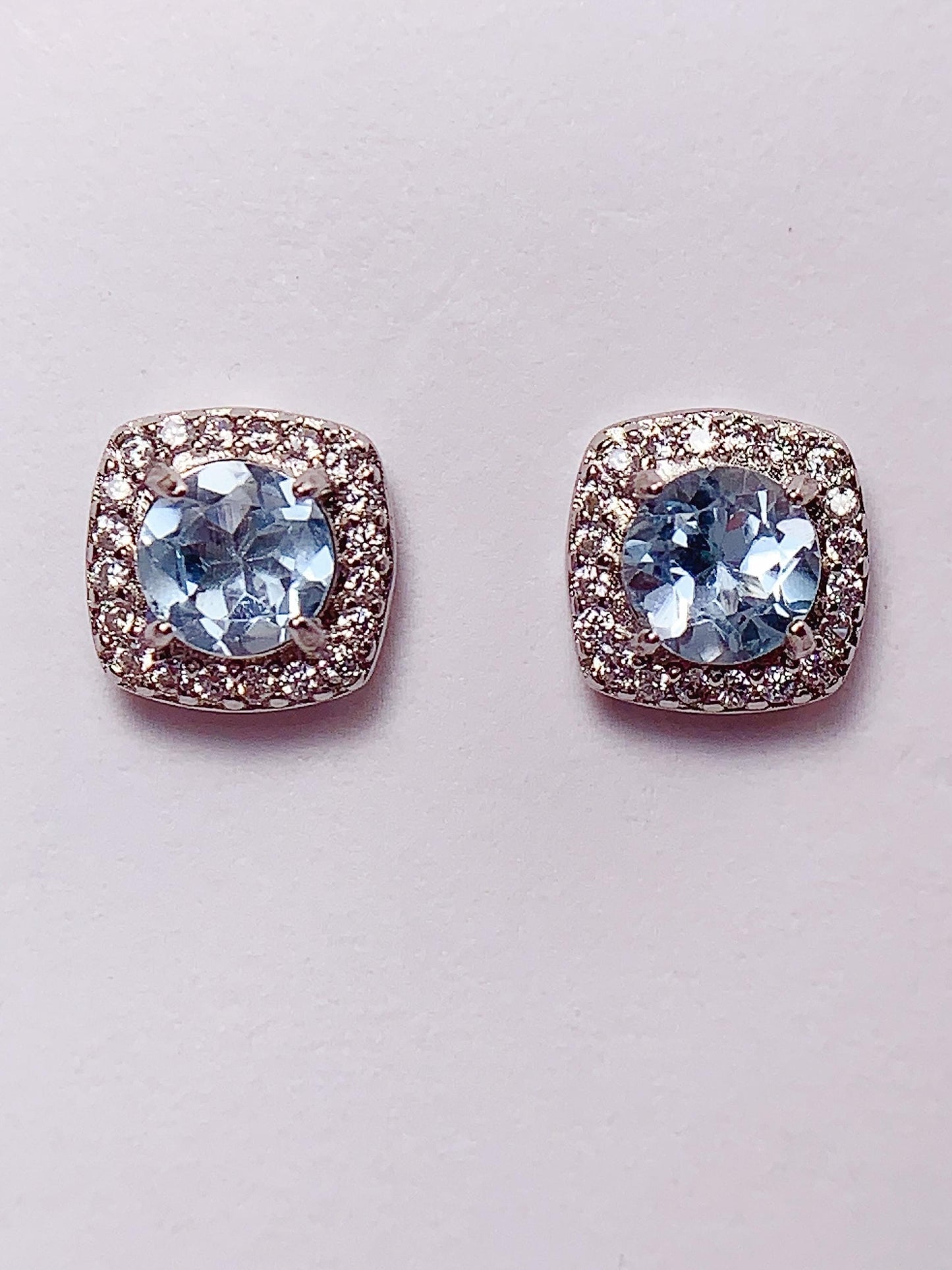 Sky Blue Topaz Sterling Silver Earrings: 18k Gold Plated, AAA Gem