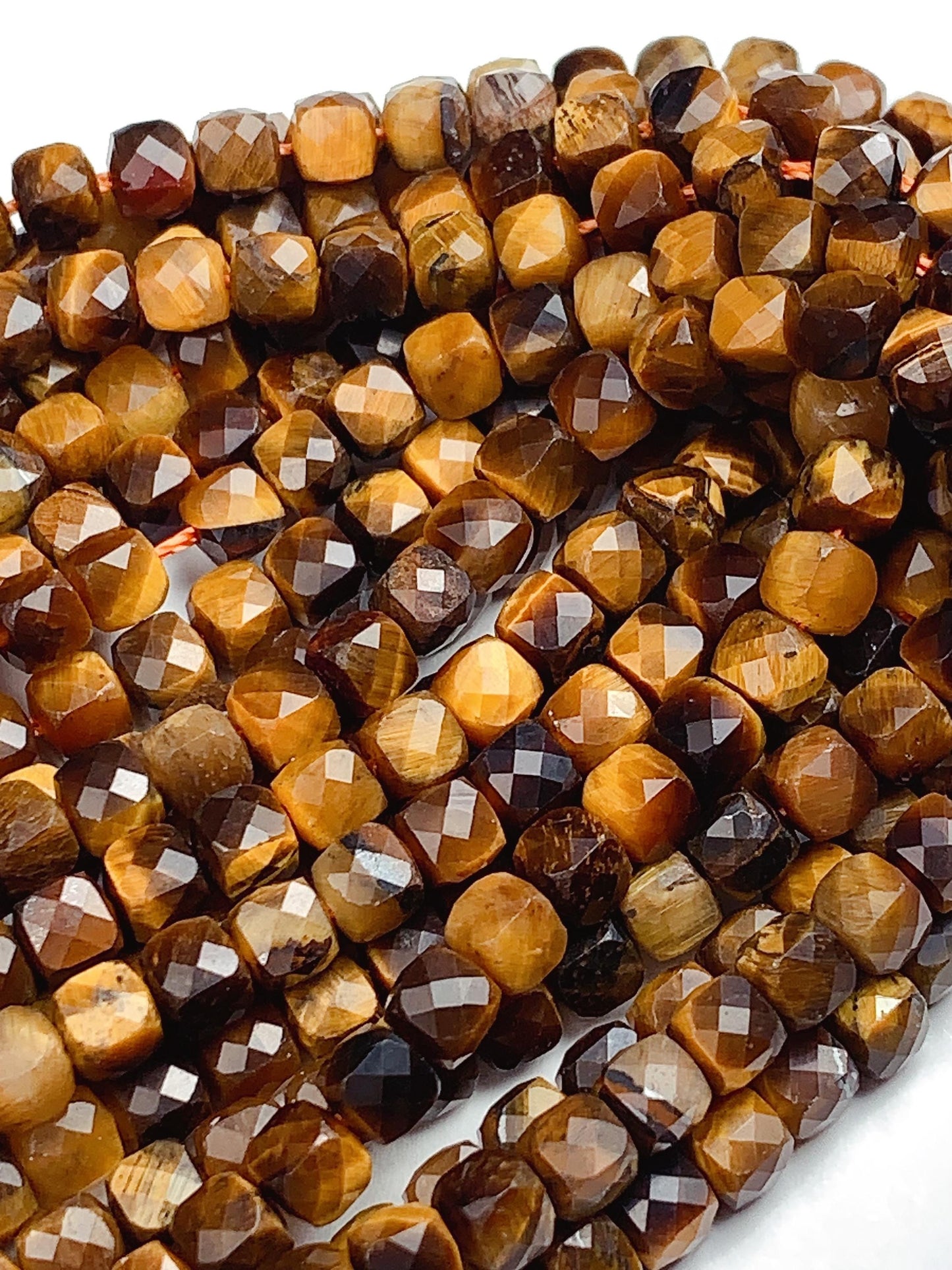 4.5mm Grade AAA+ Genuine Natural Yellow Tiger Eyes Faceted Cube Square Beads 15.5" Strand