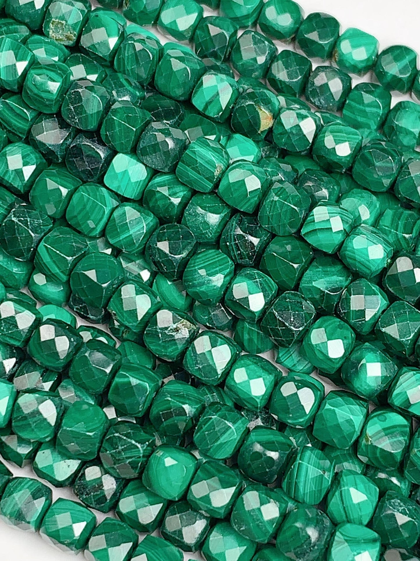 4.5mm + Good Quality Genuine Natural green malachite Cube Square Beads 15.5" Strand
