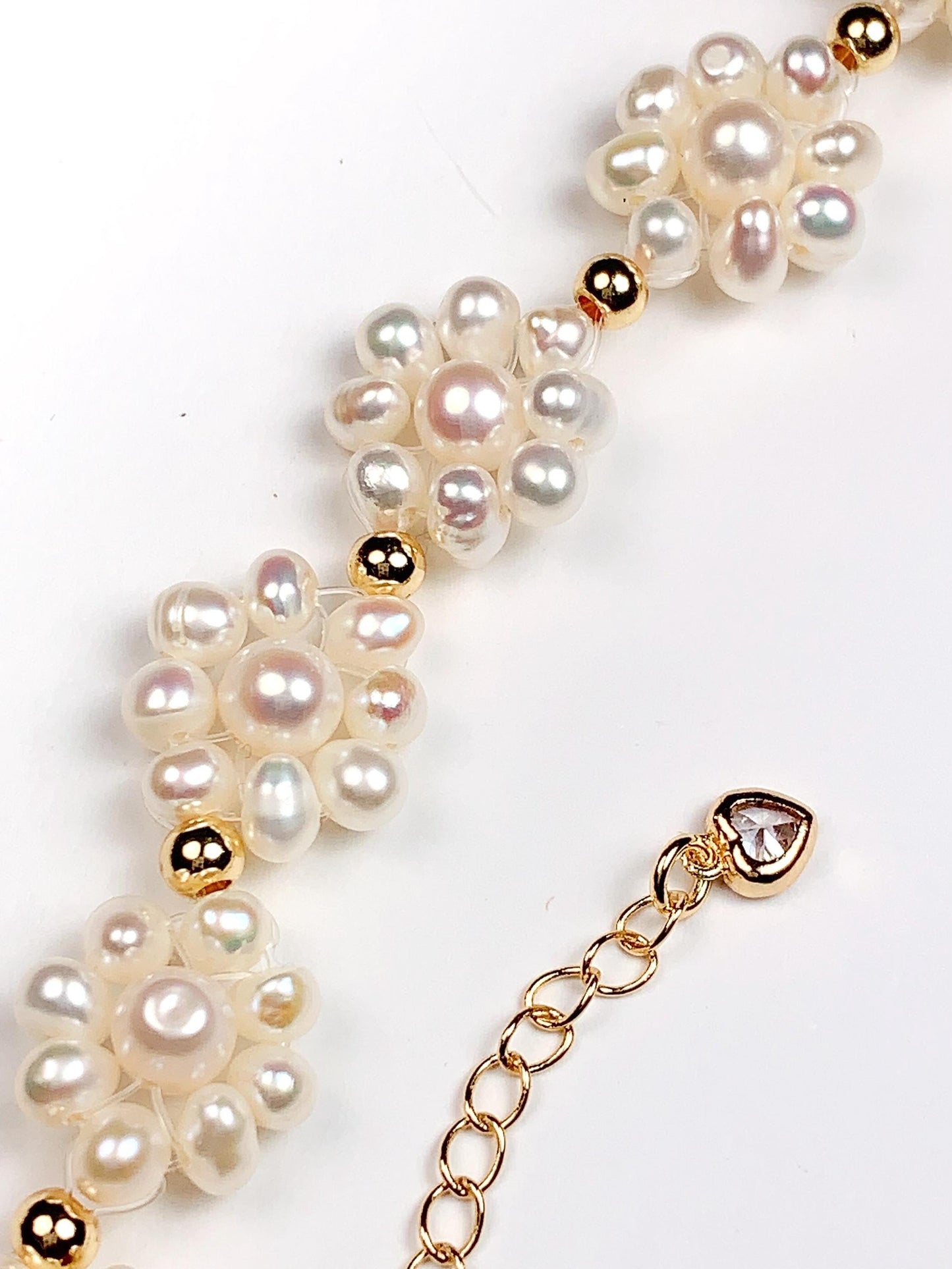 Handmade Natural Freshwater White Pearl Necklace Earrings Bracelet Bright Luster Gloss 18k Gold Filled