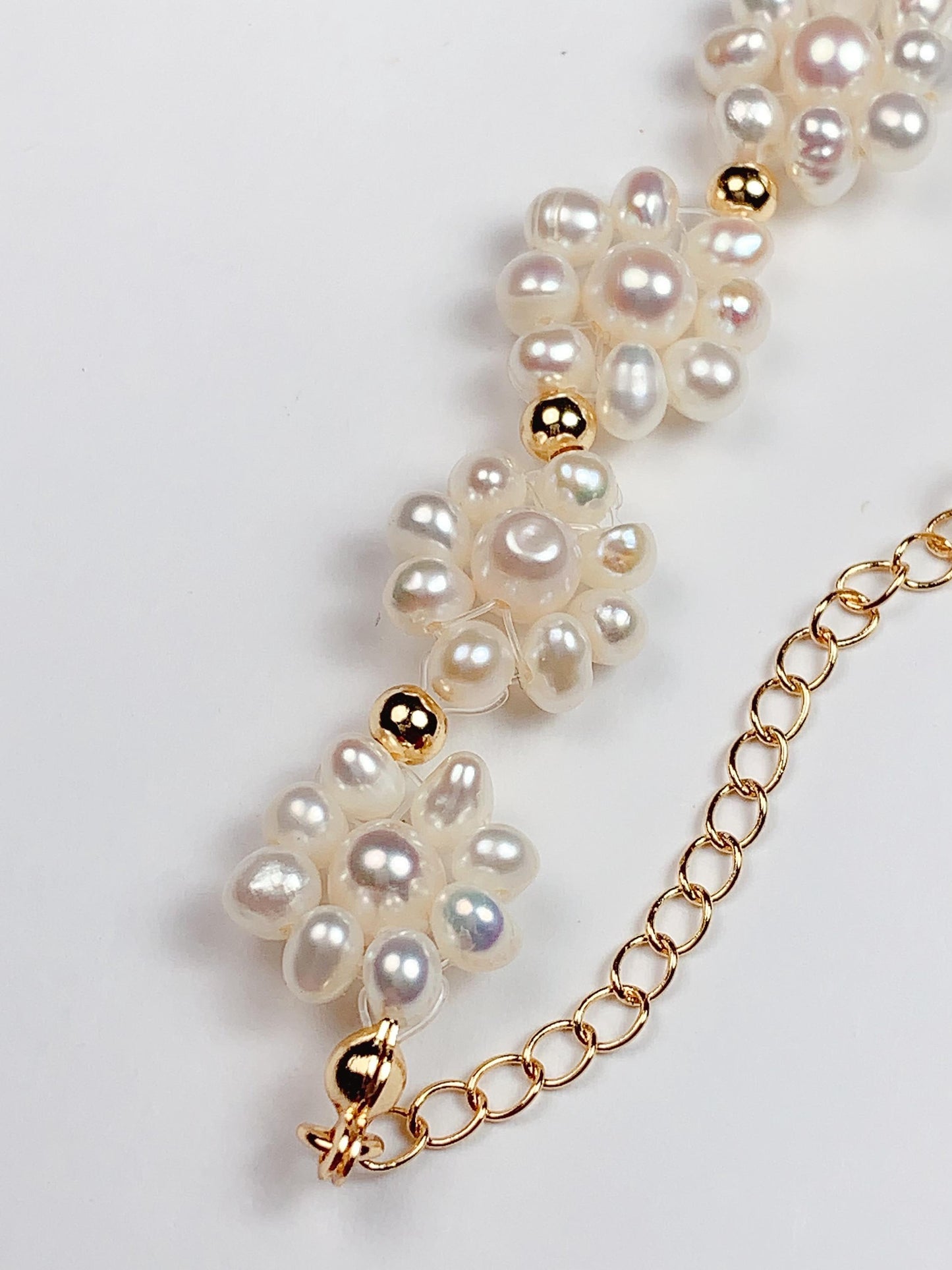 Handmade Natural Freshwater White Pearl Necklace Earrings Bracelet Bright Luster Gloss 18k Gold Filled