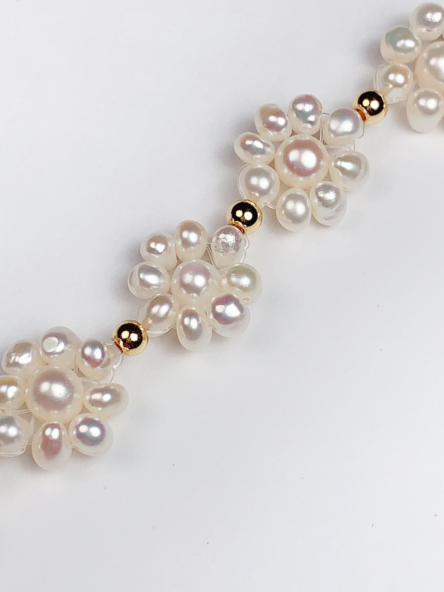 Handmade Natural Freshwater White Pearl Necklace Earrings Bracelet Bright Luster Gloss 18k Gold Filled