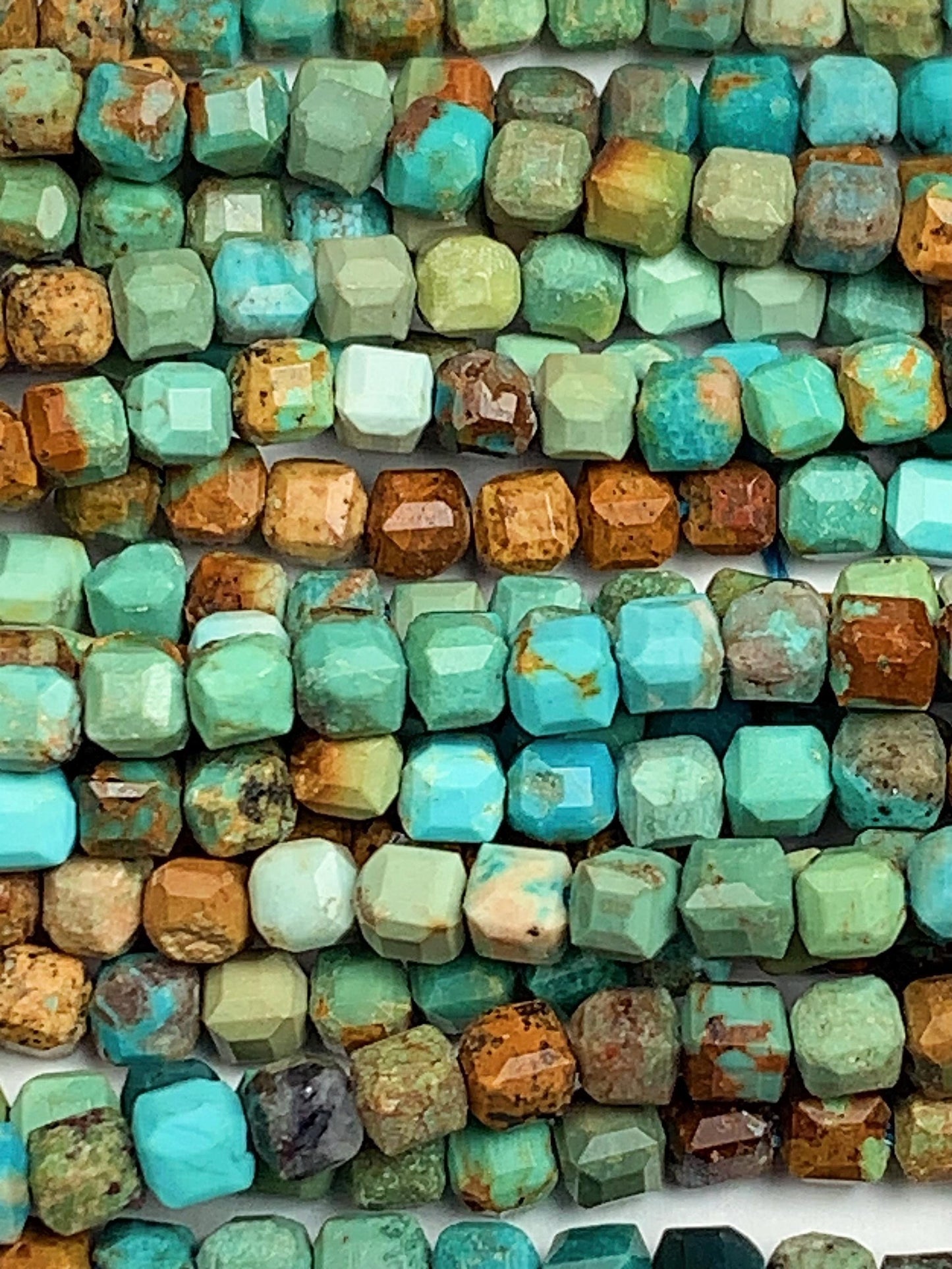 3mm Natural  Blue Brown Multicolor Turquoise  Cube Square Beads 15.5" Strand