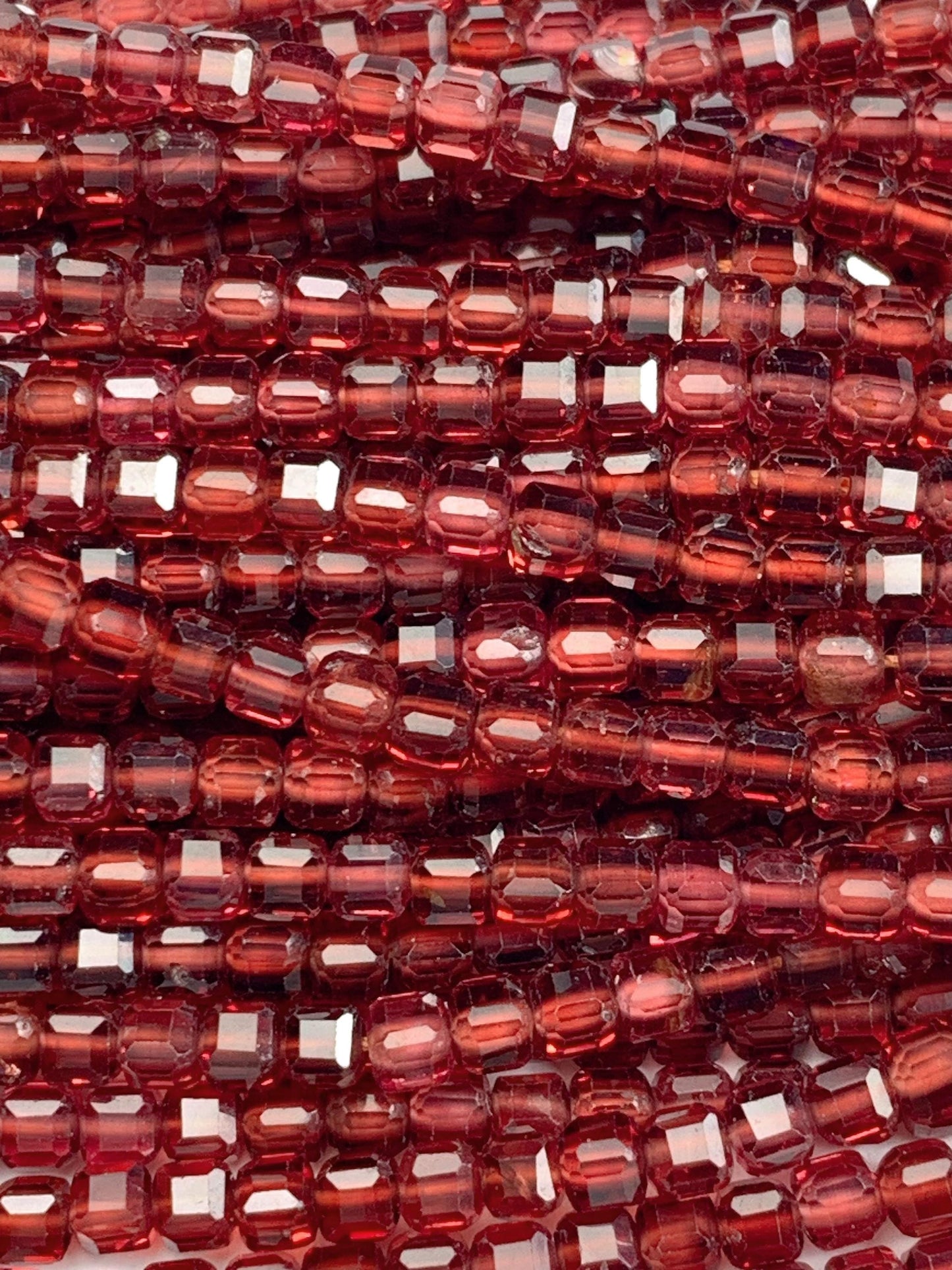 3mm AAA Natural Claret Red Garnet Faceted Cube Square Beads Strand 15.5"