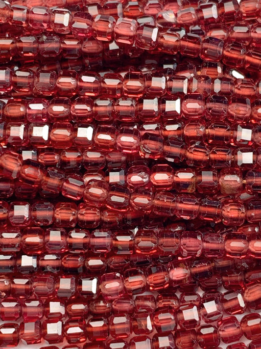 3mm AAA Natural Claret Red Garnet Faceted Cube Square Beads Strand 15.5"