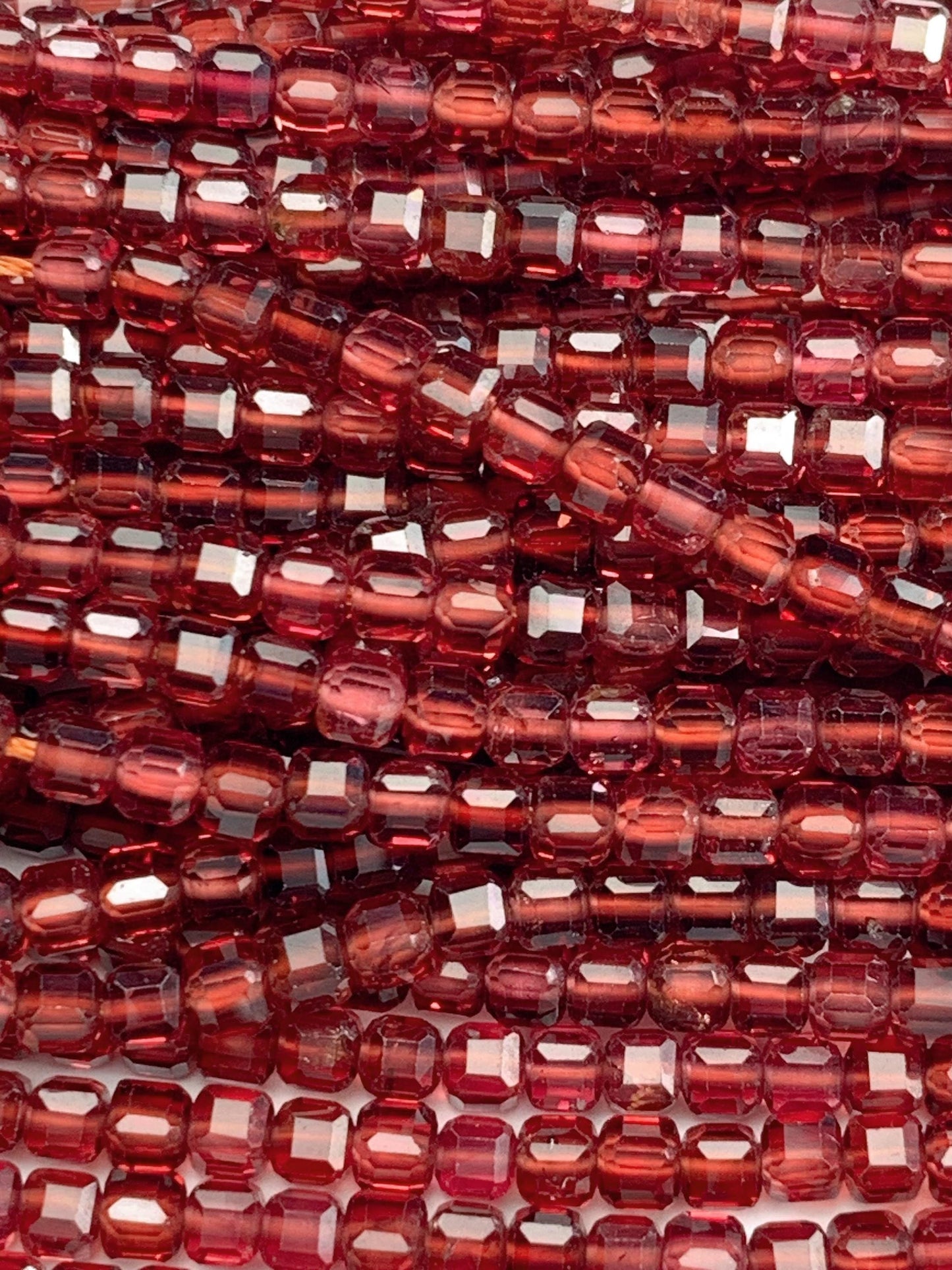 3mm AAA Natural Claret Red Garnet Faceted Cube Square Beads Strand 15.5"