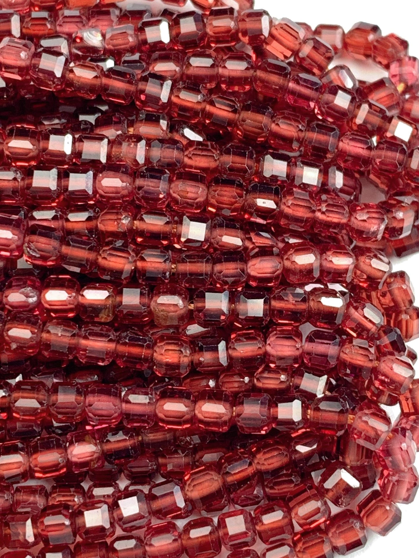 3mm AAA Natural Claret Red Garnet Faceted Cube Square Beads Strand 15.5"
