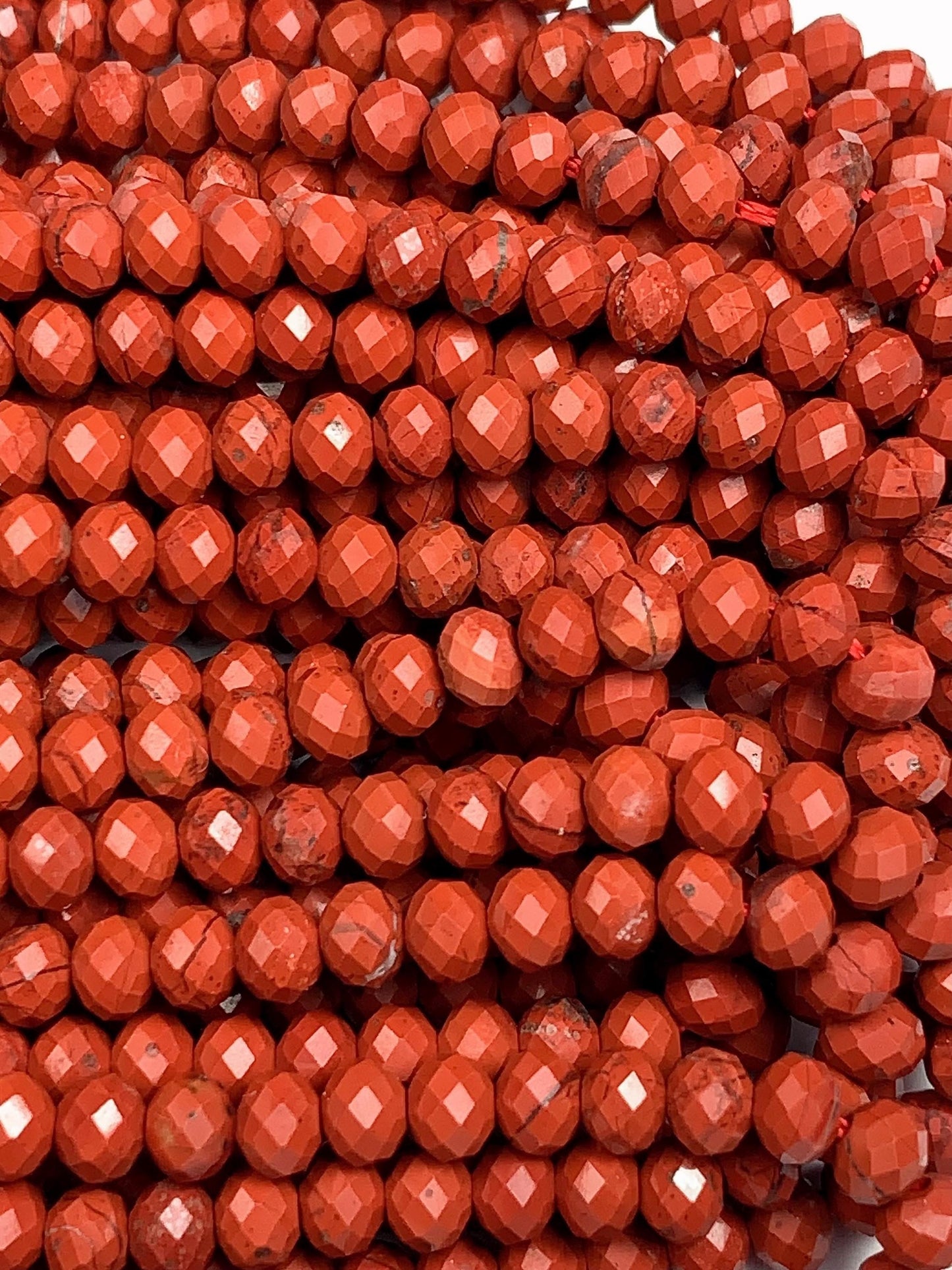 3x4 mmGrade AAA+ Genuine Natural Red Jasper Faceted Rondelle Beads 15.5" Strand