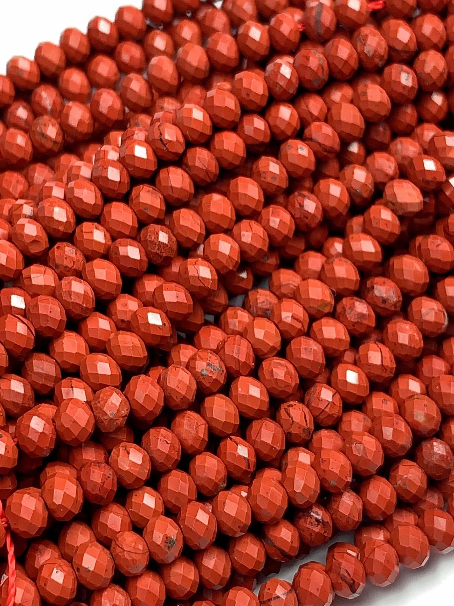 3x4 mmGrade AAA+ Genuine Natural Red Jasper Faceted Rondelle Beads 15.5" Strand