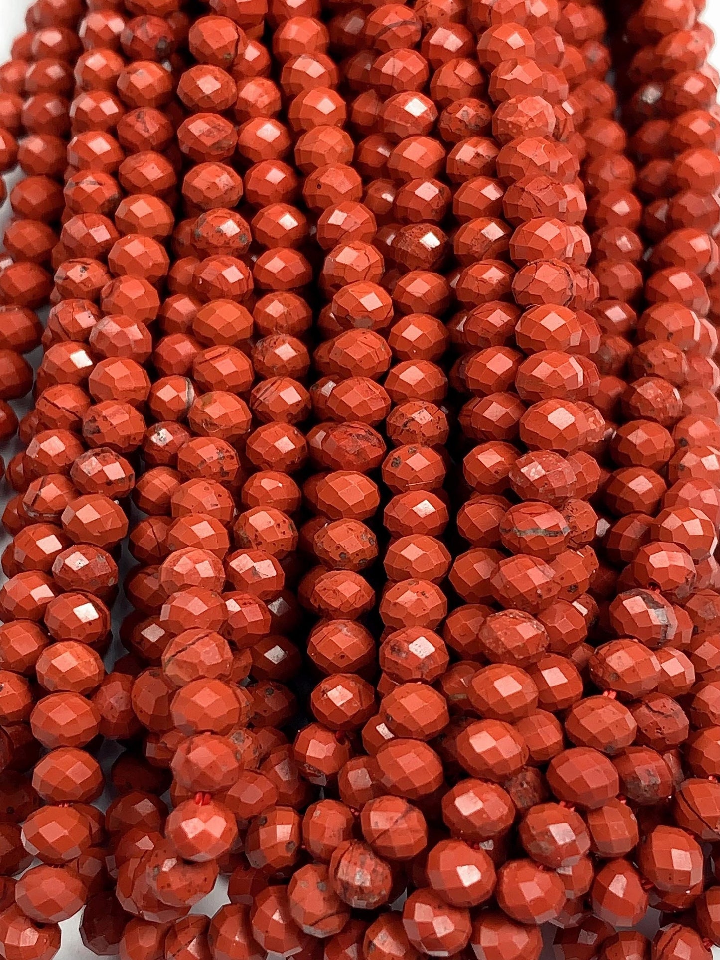 3x4 mmGrade AAA+ Genuine Natural Red Jasper Faceted Rondelle Beads 15.5" Strand