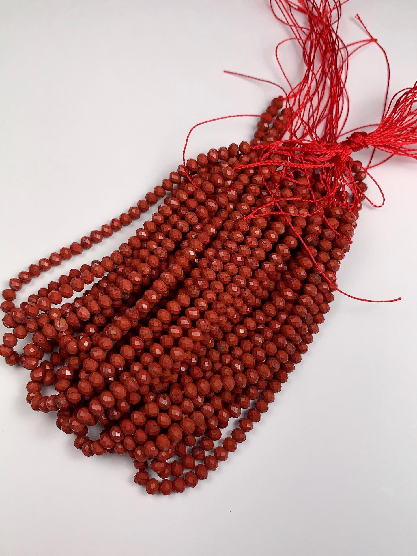 3x4 mmGrade AAA+ Genuine Natural Red Jasper Faceted Rondelle Beads 15.5" Strand