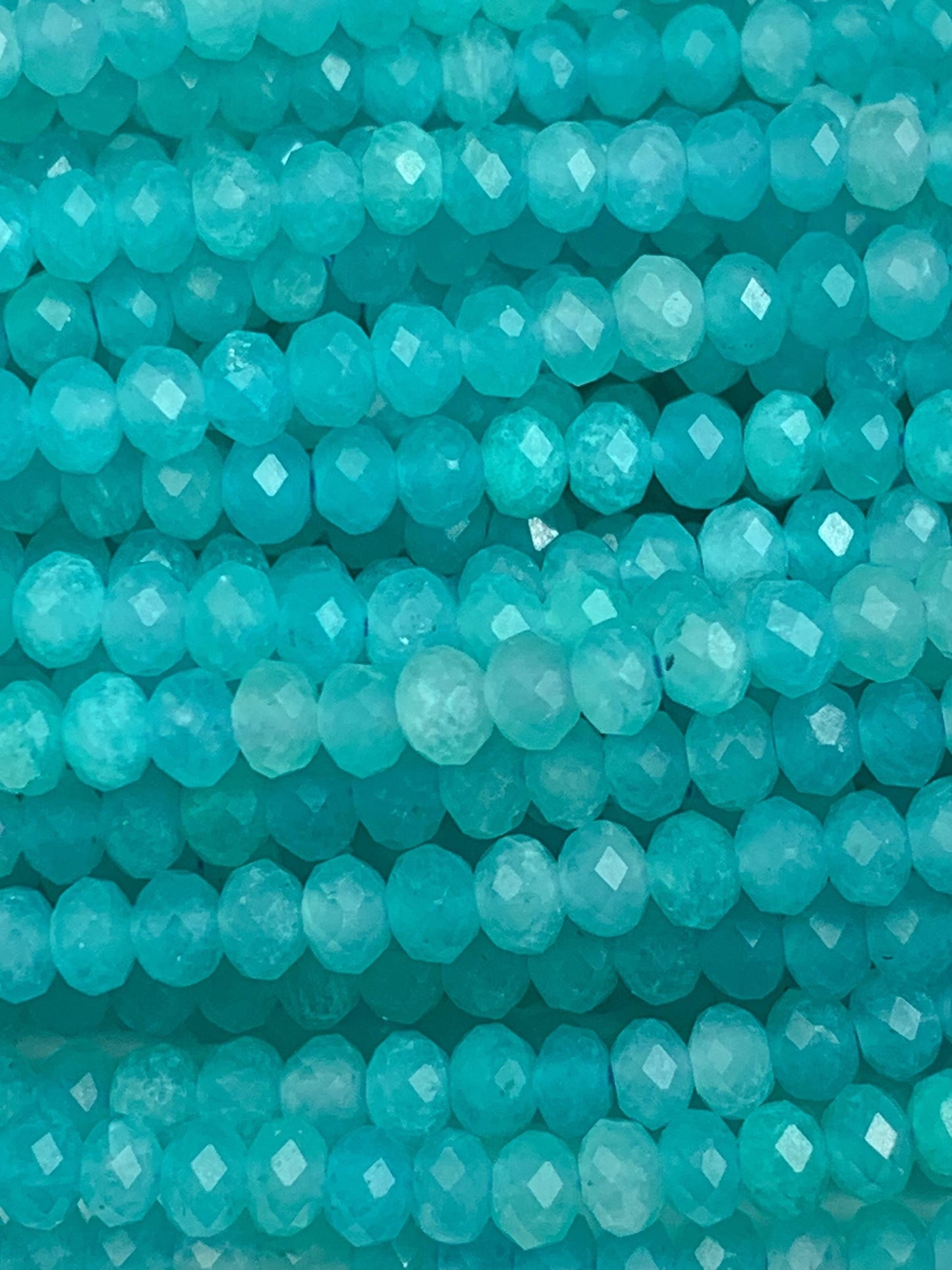 AAA Blue Amazonite Faceted Rondelle Beads - 15.5" Strand