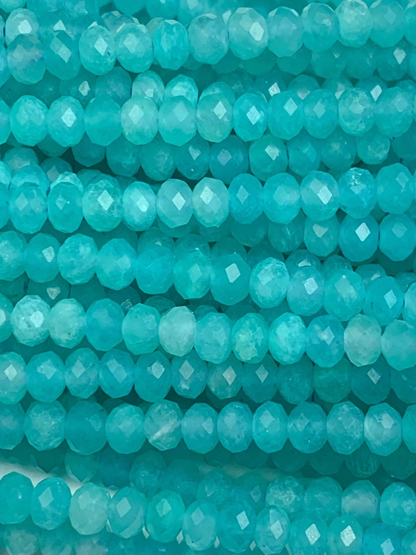 AAA Blue Amazonite Faceted Rondelle Beads - 15.5" Strand