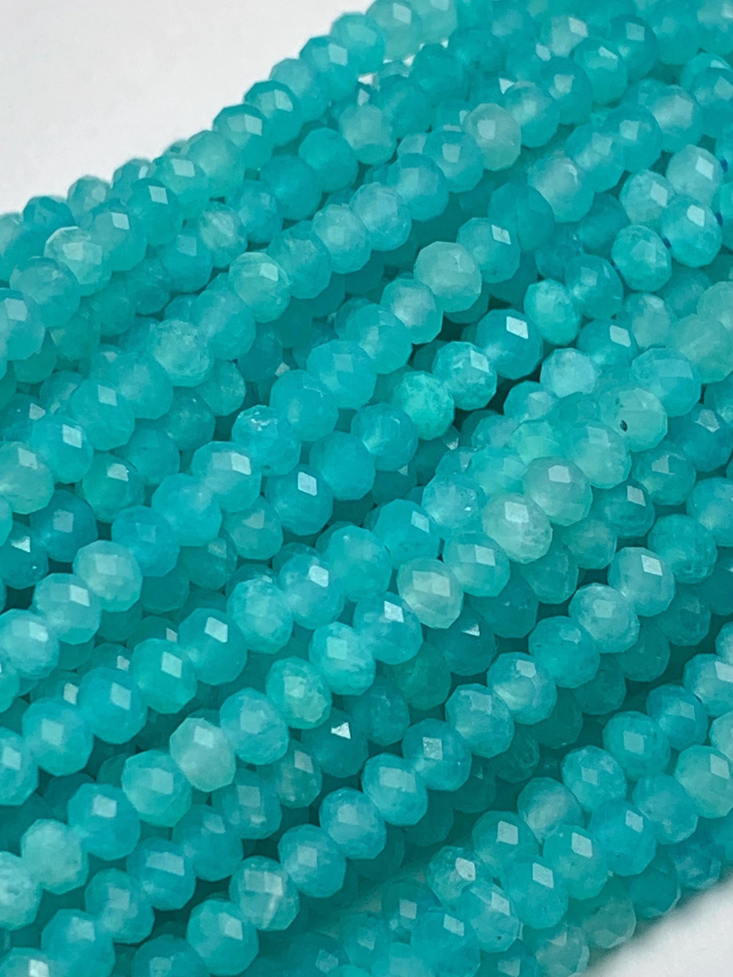 AAA Blue Amazonite Faceted Rondelle Beads - 15.5" Strand