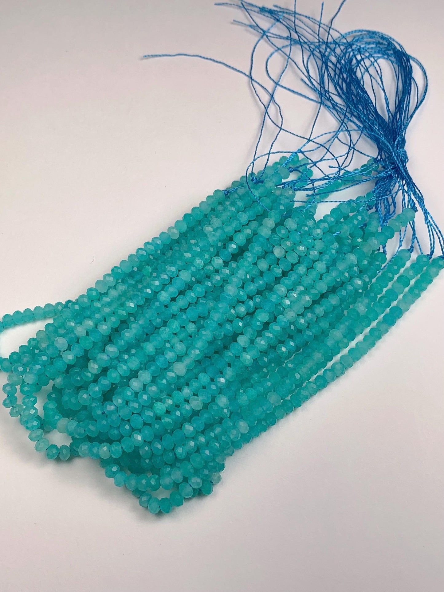 AAA Blue Amazonite Faceted Rondelle Beads - 15.5" Strand