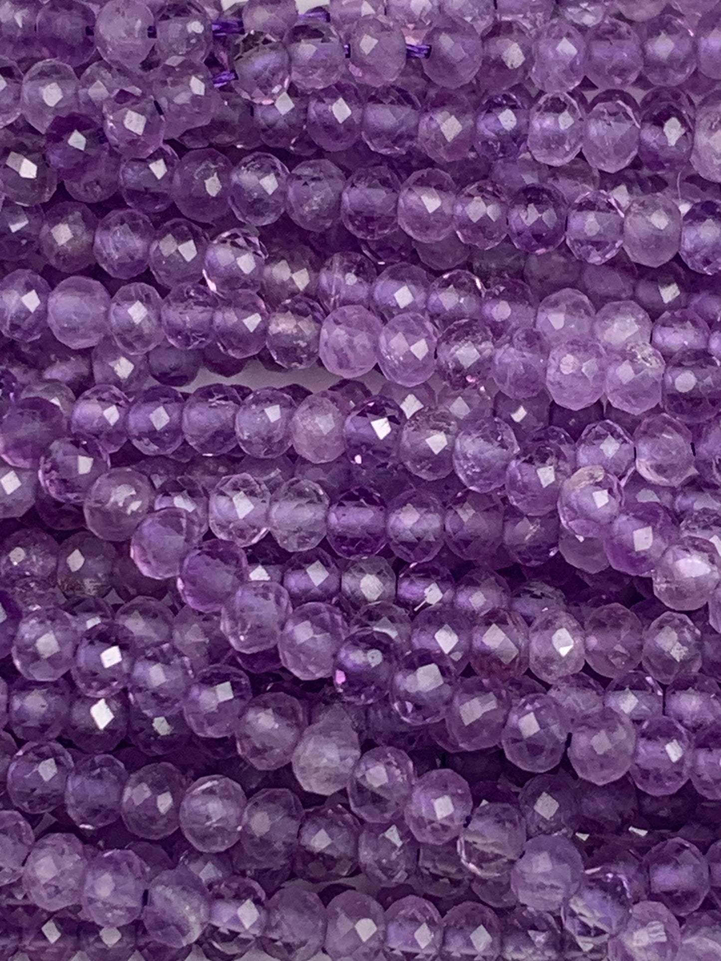 Lavender Amethyst Faceted Rondelle Beads: Natural Gemstone Strand (15.5")