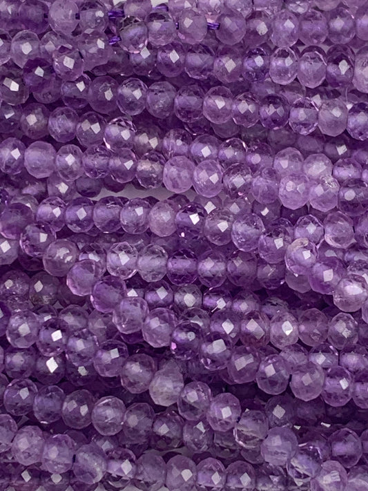 Lavender Amethyst Faceted Rondelle Beads: Natural Gemstone Strand (15.5")