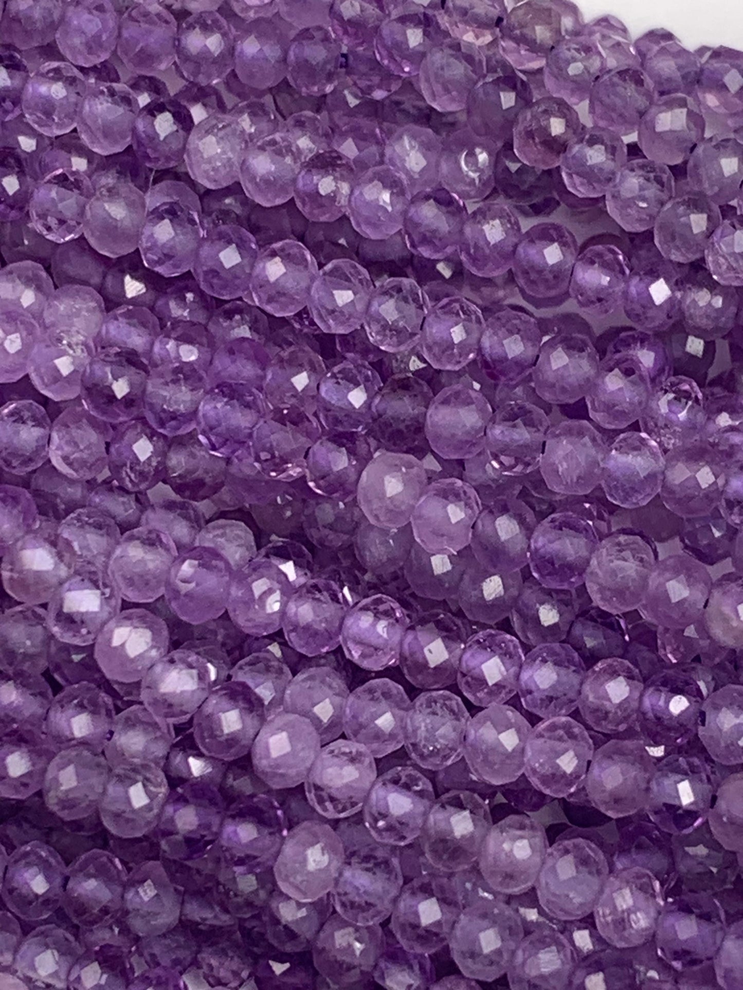 Lavender Amethyst Faceted Rondelle Beads: Natural Gemstone Strand (15.5")