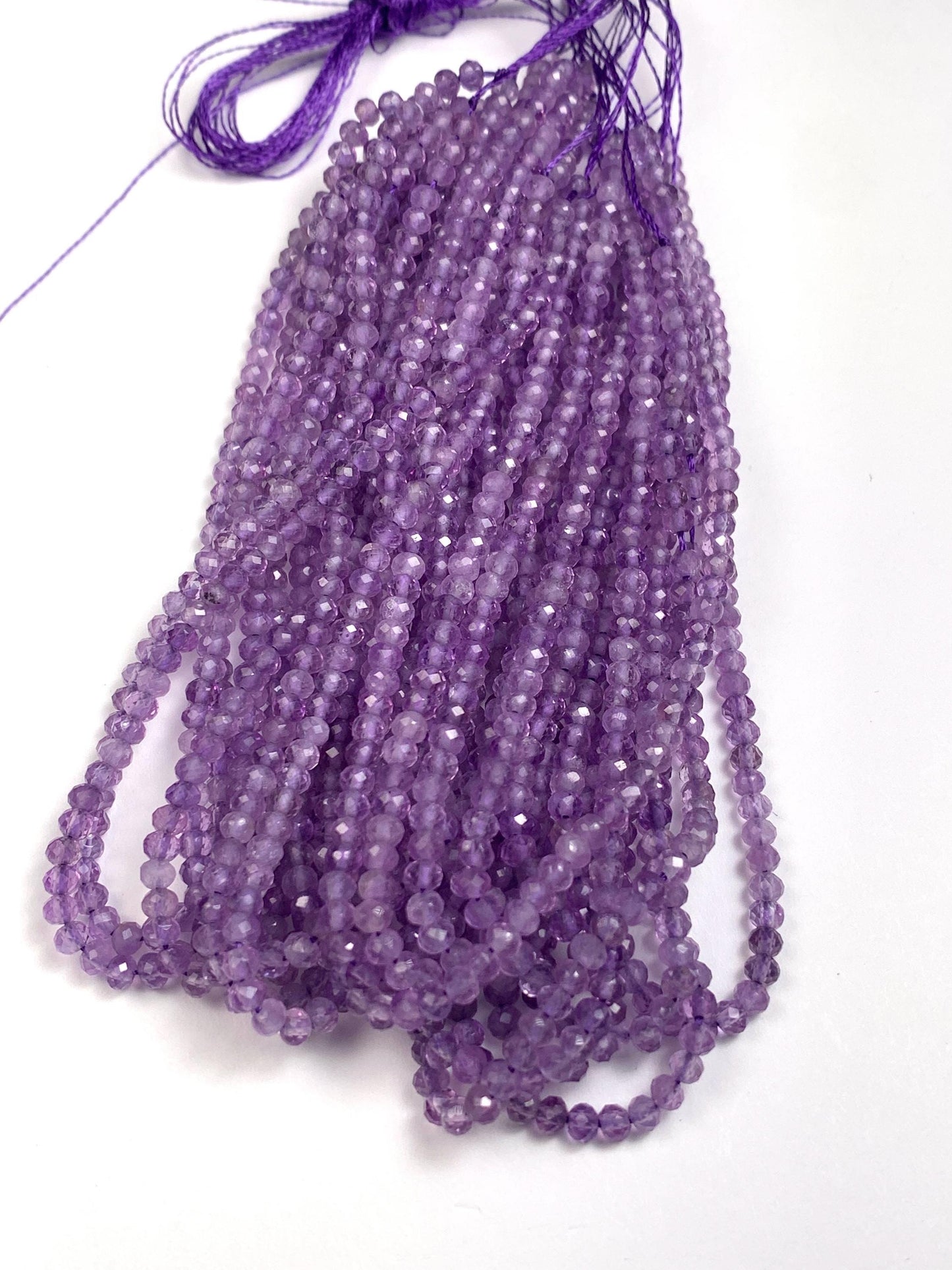 Lavender Amethyst Faceted Rondelle Beads: Natural Gemstone Strand (15.5")
