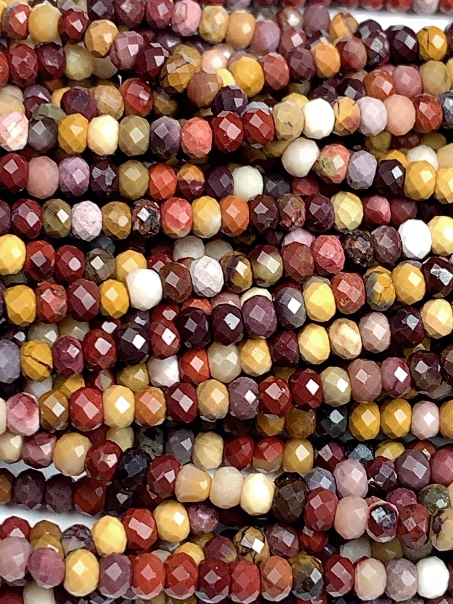 Good Quality  Genuine Natural Red Yellow Mookaite Jasper Faceted Rondelle Beads 15.5" Strand