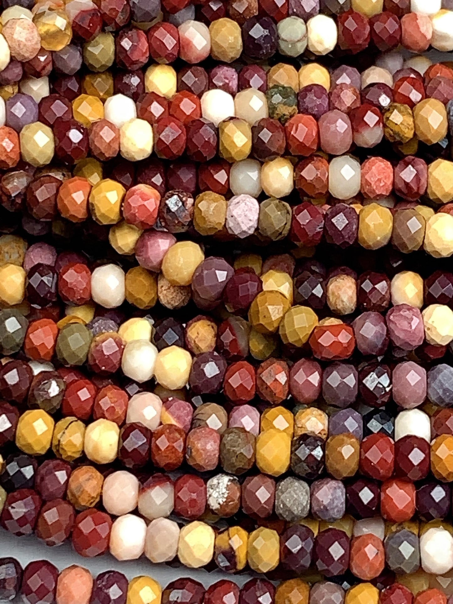 Good Quality  Genuine Natural Red Yellow Mookaite Jasper Faceted Rondelle Beads 15.5" Strand