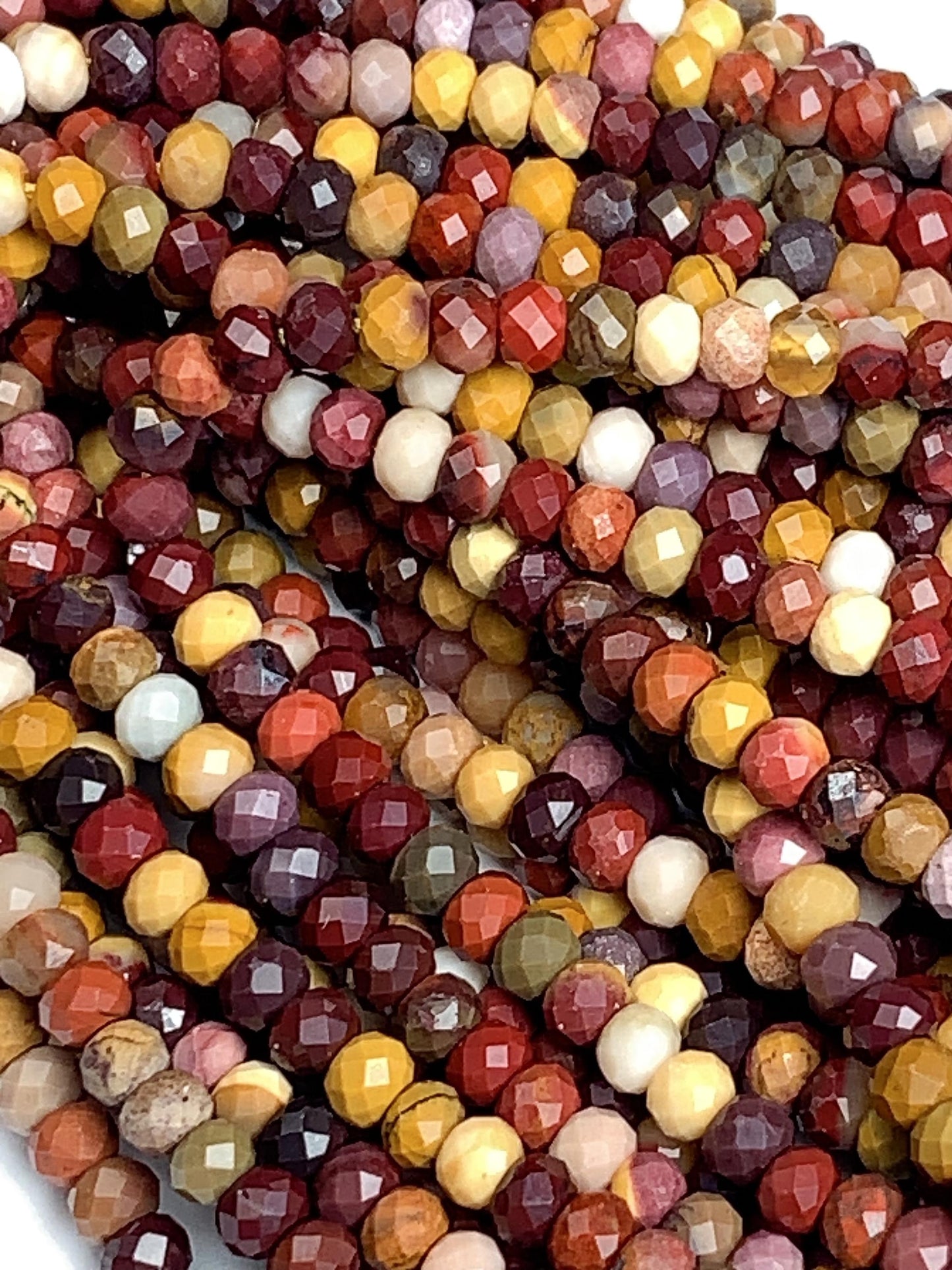 Good Quality  Genuine Natural Red Yellow Mookaite Jasper Faceted Rondelle Beads 15.5" Strand