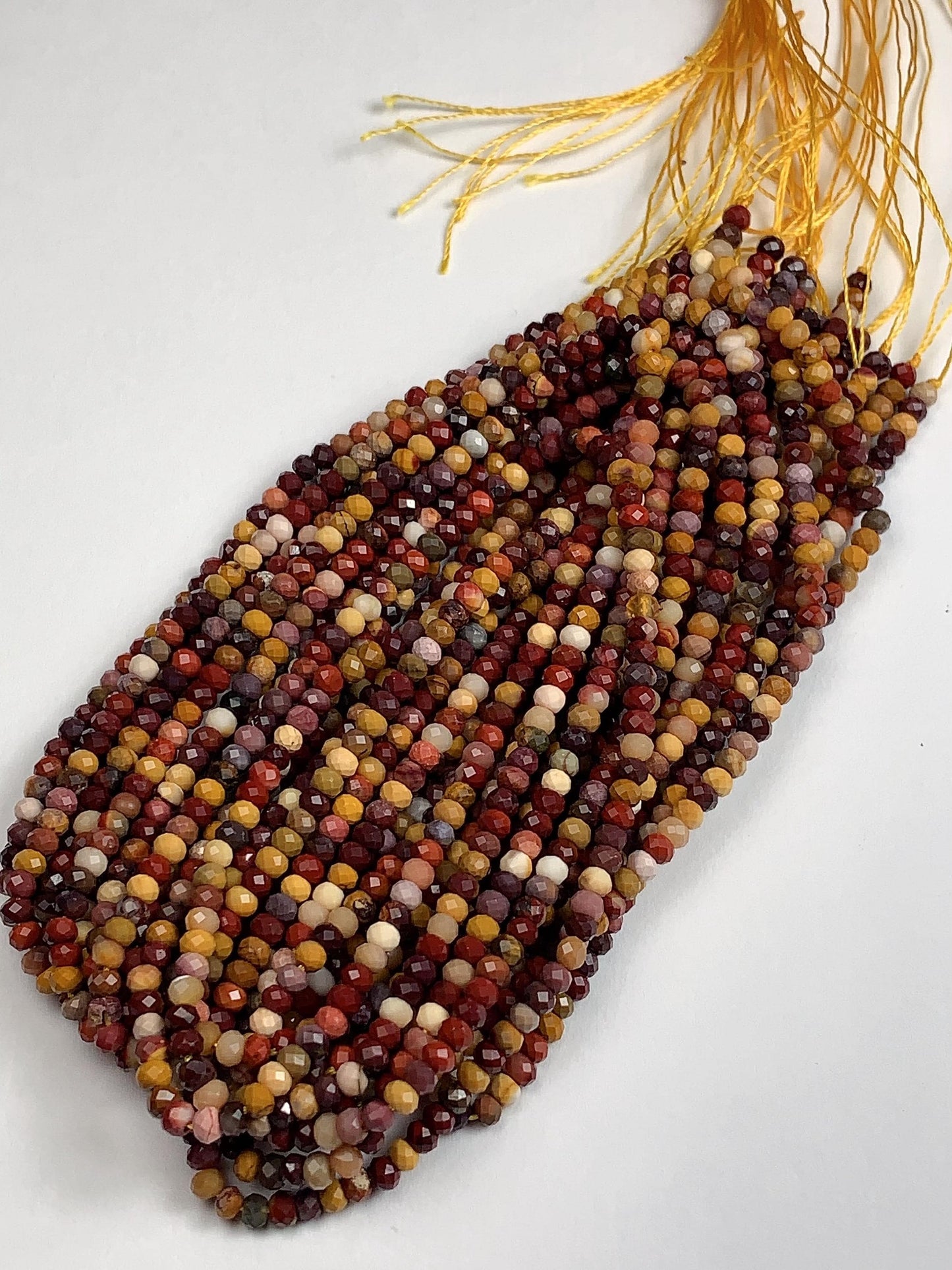 Good Quality  Genuine Natural Red Yellow Mookaite Jasper Faceted Rondelle Beads 15.5" Strand