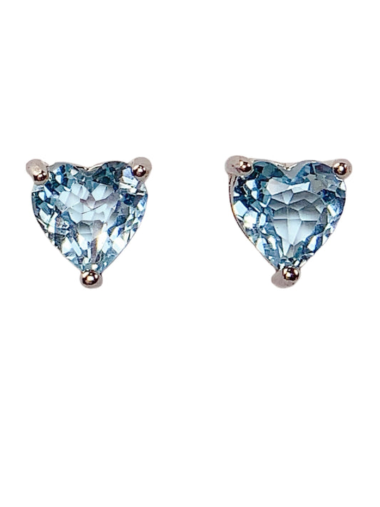 Sky Blue Topaz Heart Earrings: 18k Gold Plated Sterling Silver