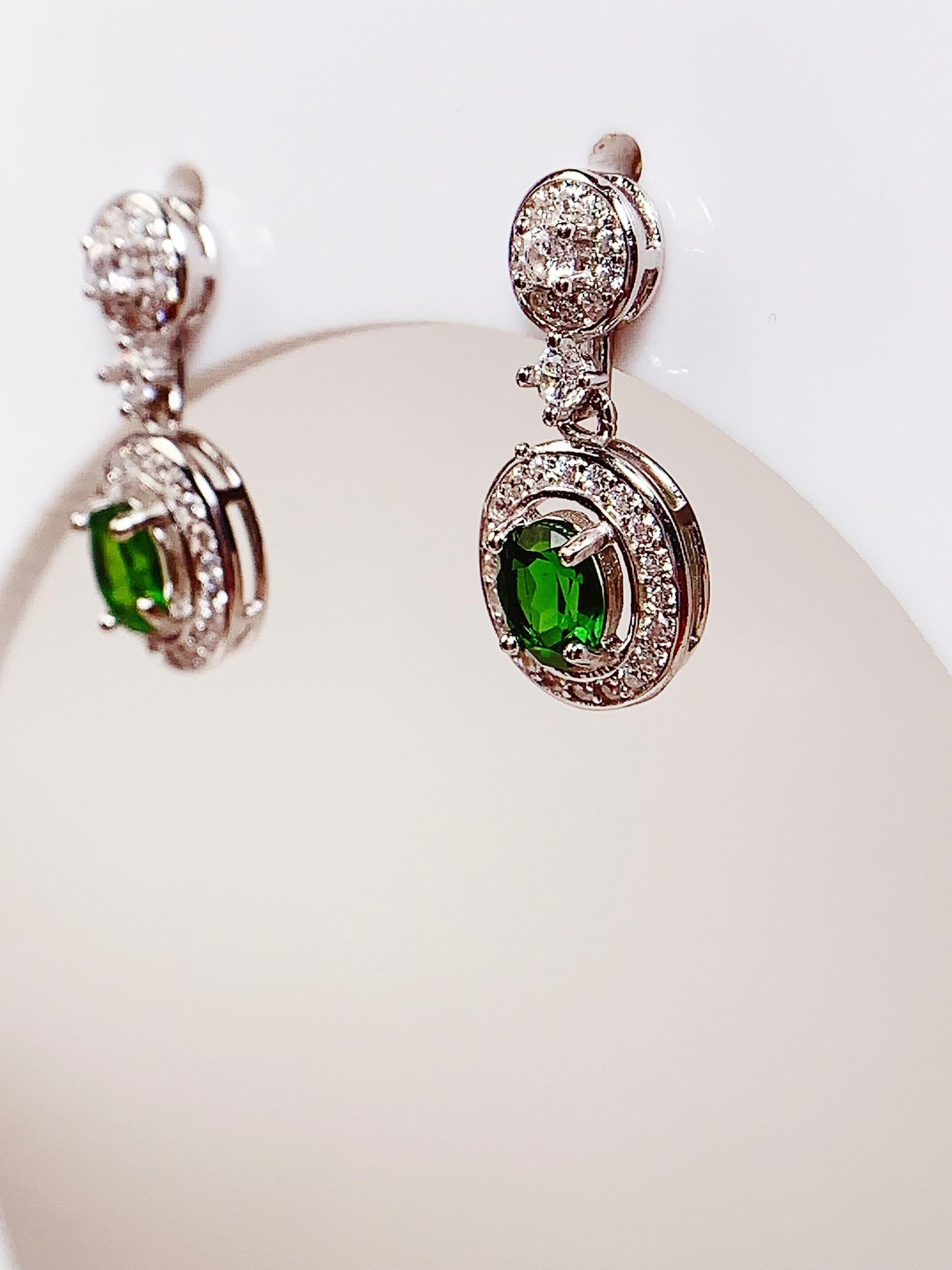 Green Diopside Sterling Silver Earrings: 18k Gold Plated, AAA Grade