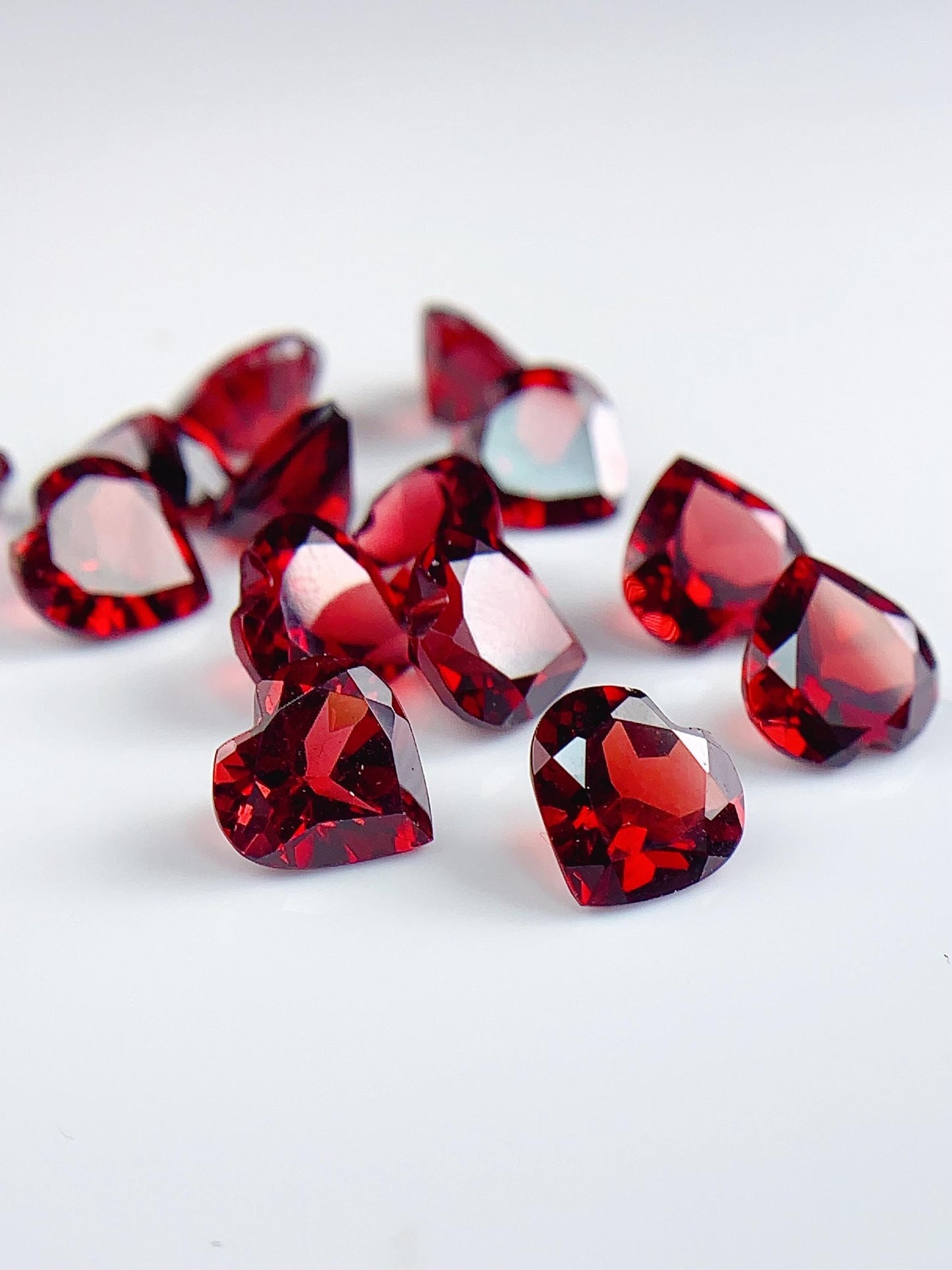 8mm AAA Deep Red Garnet Gemstone: Faceted Heart Cut