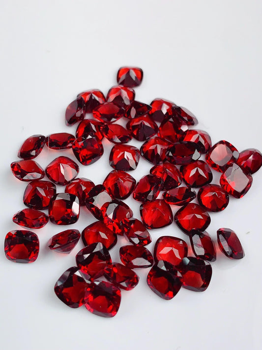 6mm AAA Deep Red Garnet Gemstone: Natural Faceted Square Cut