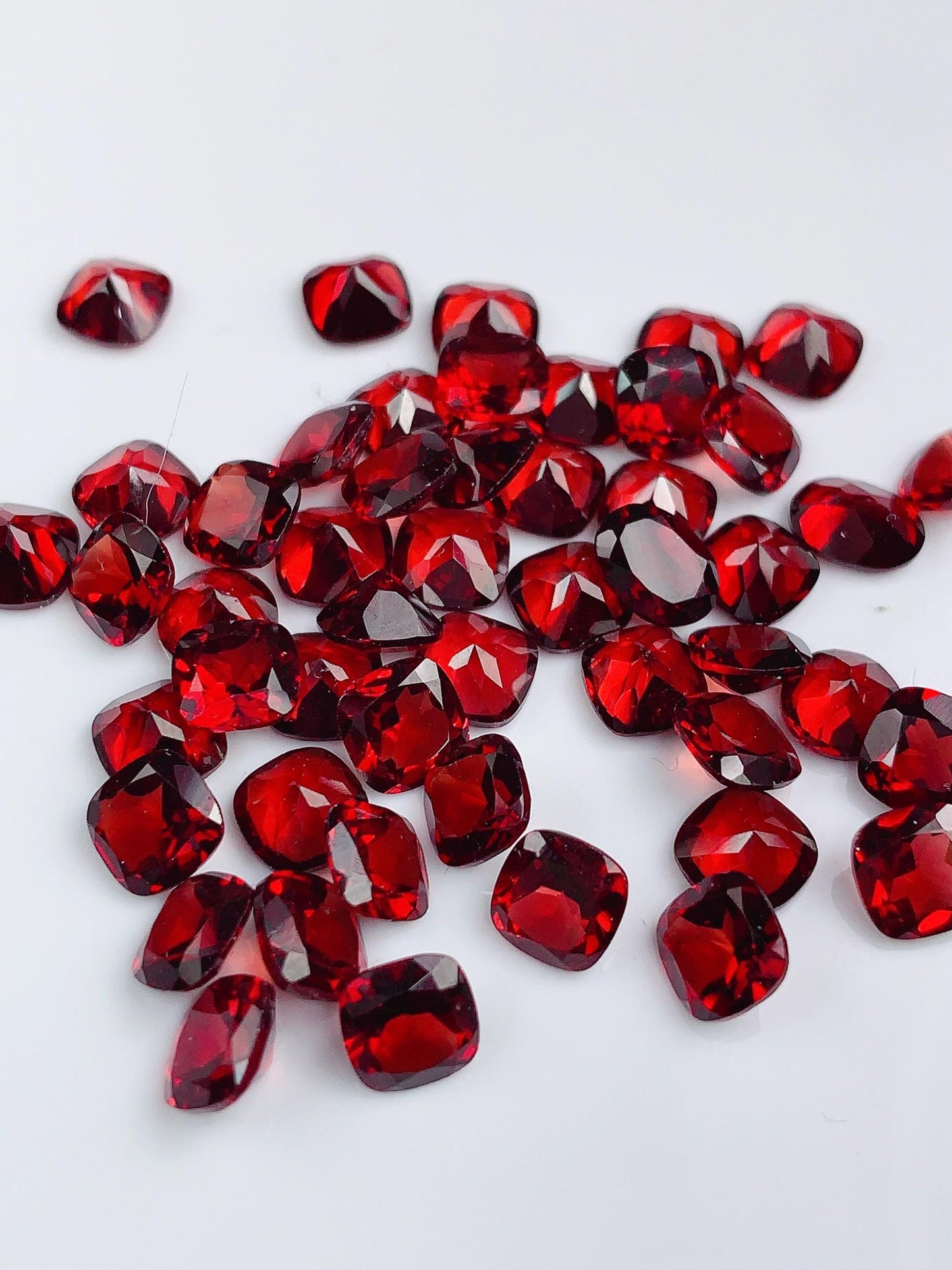 6mm AAA Deep Red Garnet Gemstone: Natural Faceted Square Cut