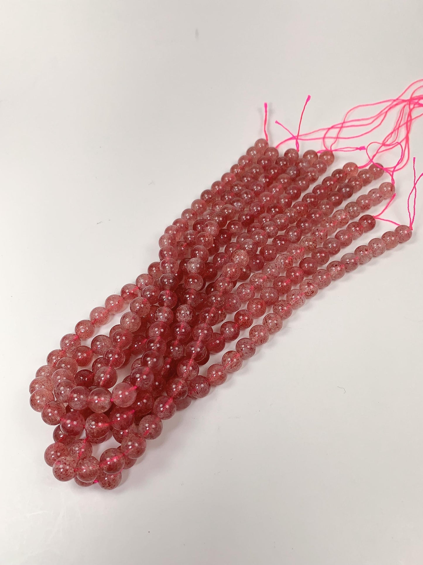 Genuine Natural Red Strawberry Quartz Smooth Round Beads 15.5" Strand Gemstone 8mm