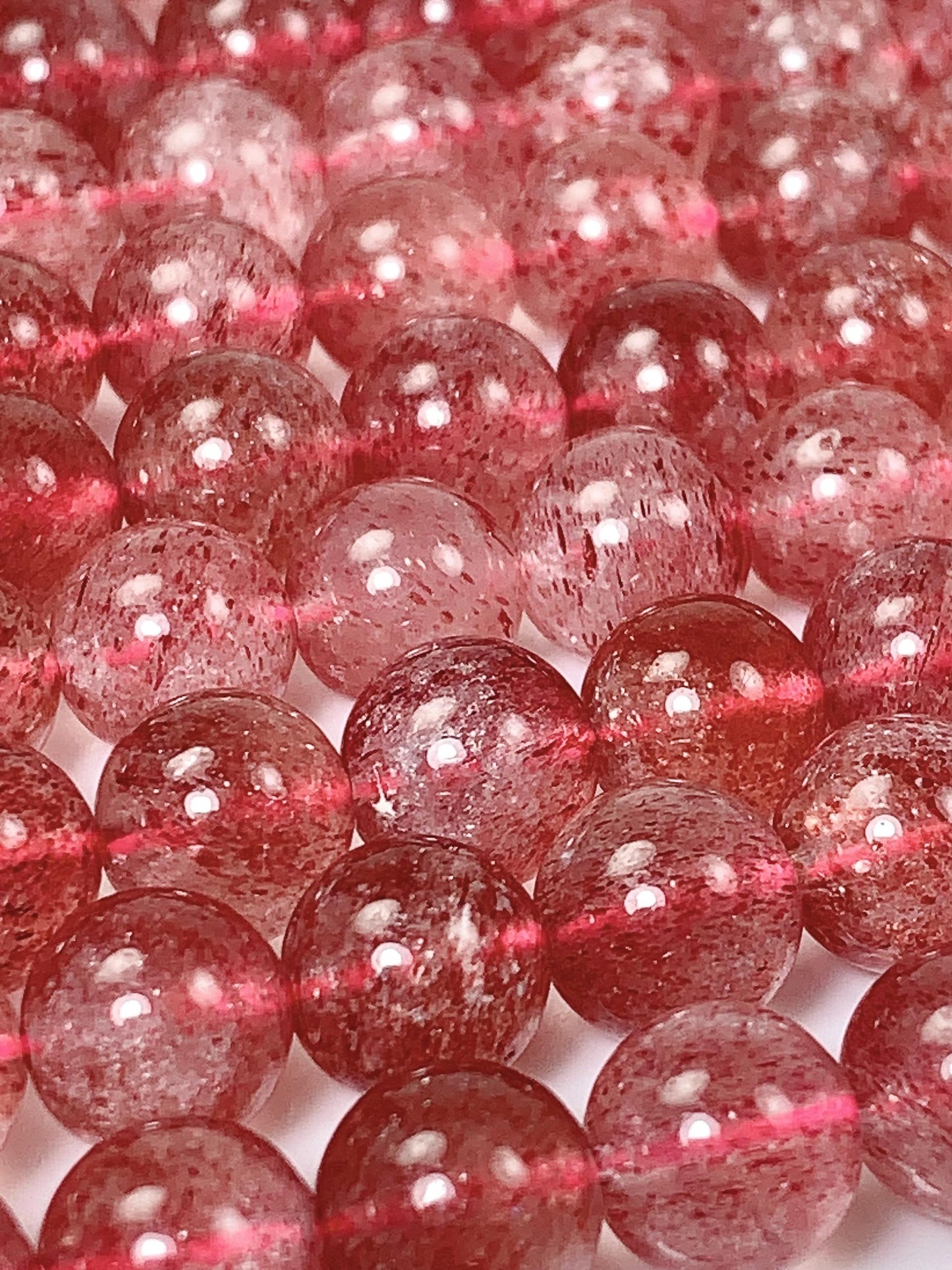 Genuine Natural Red Strawberry Quartz Smooth Round Beads 15.5" Strand Gemstone 8mm