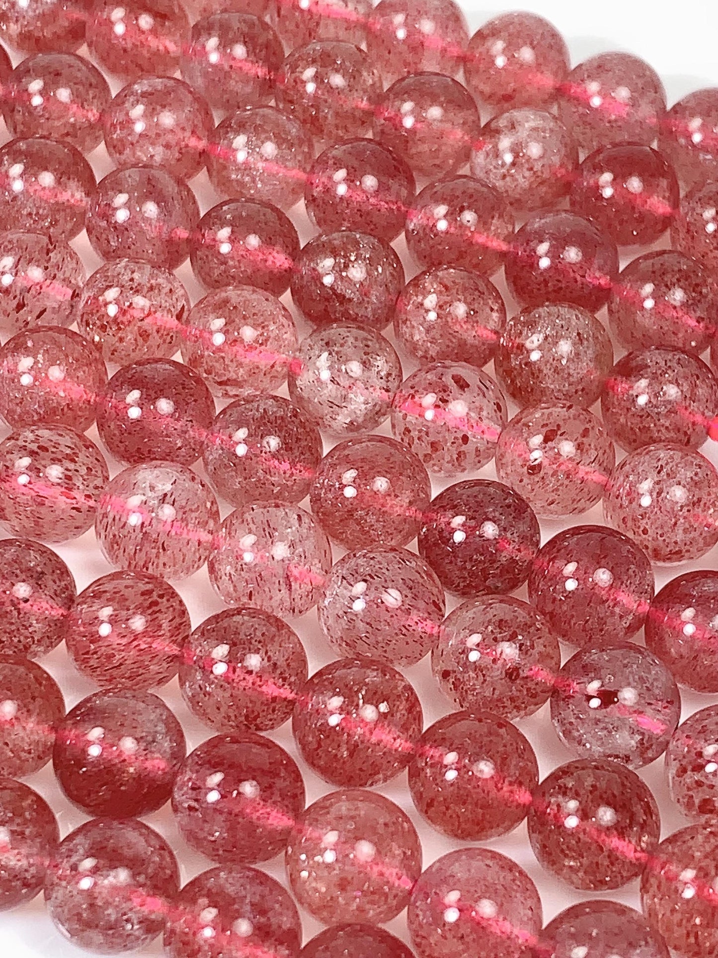 Genuine Natural Red Strawberry Quartz Smooth Round Beads 15.5" Strand Gemstone 8mm