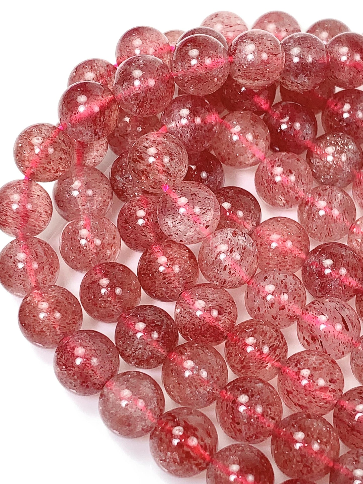 Genuine Natural Red Strawberry Quartz Smooth Round Beads 15.5" Strand Gemstone 8mm