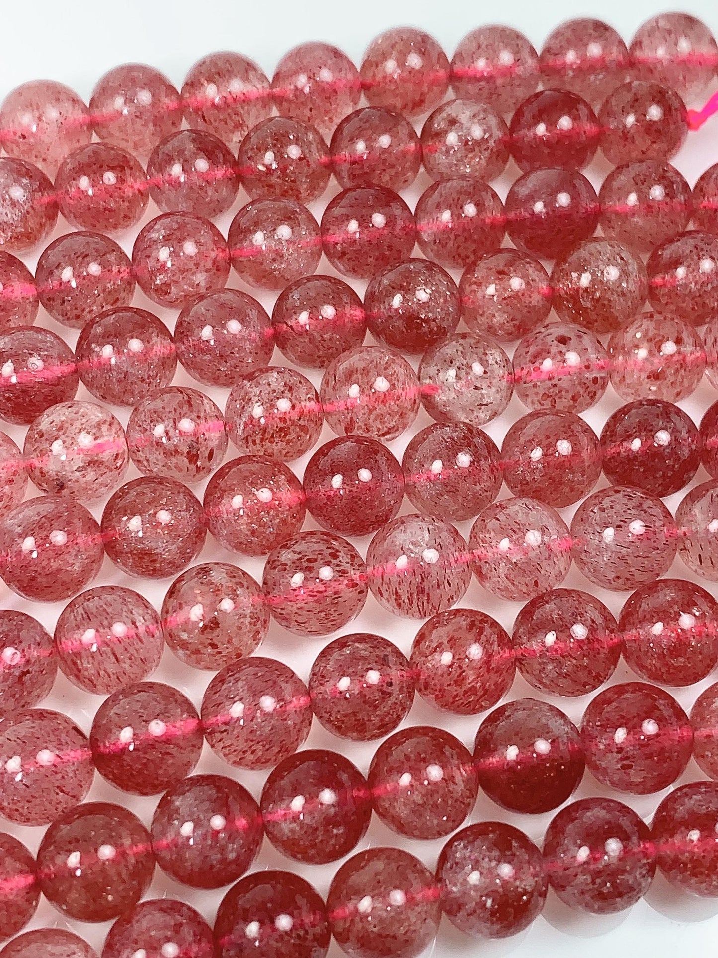Genuine Natural Red Strawberry Quartz Smooth Round Beads 15.5" Strand Gemstone 8mm